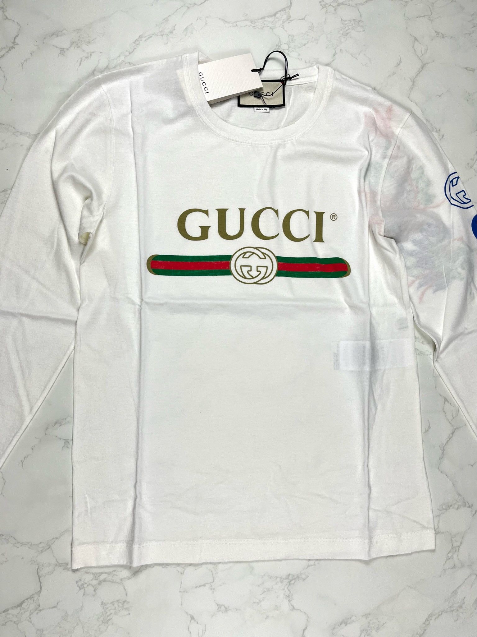Gucci 🔥60% OFF🔥 Gucci Classic Double G Logo Belt Pattern LS Tee Size US S / EU 44-46 / 1 - 8 Thumbnail