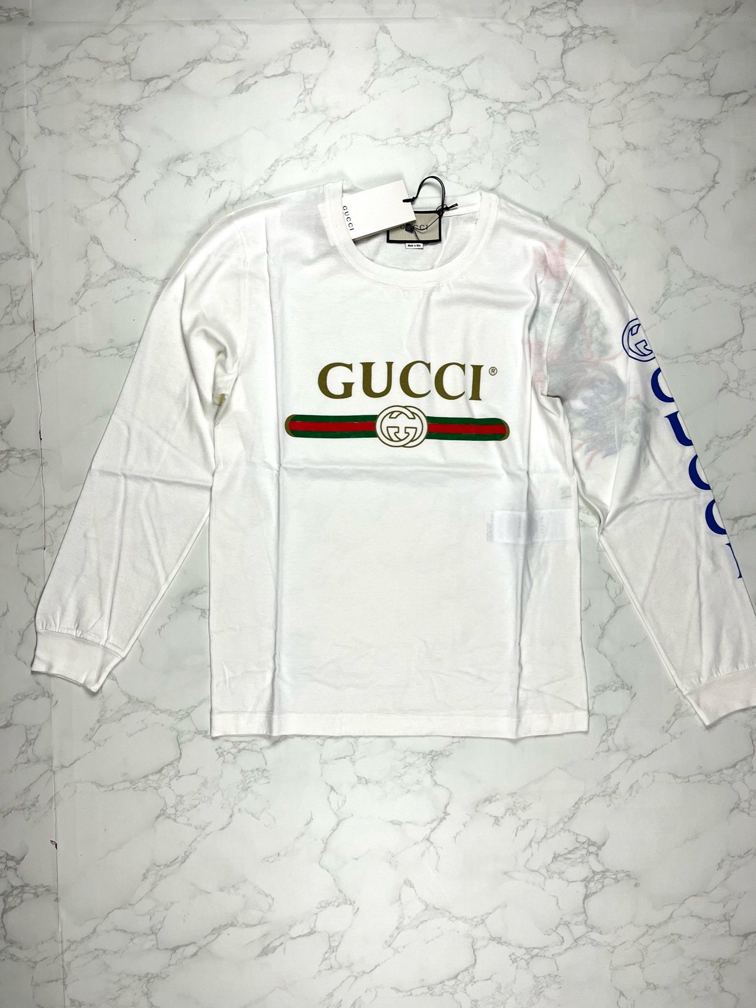 Gucci 🔥60% OFF🔥 Gucci Classic Double G Logo Belt Pattern LS Tee Size US S / EU 44-46 / 1 - 2 Thumbnail