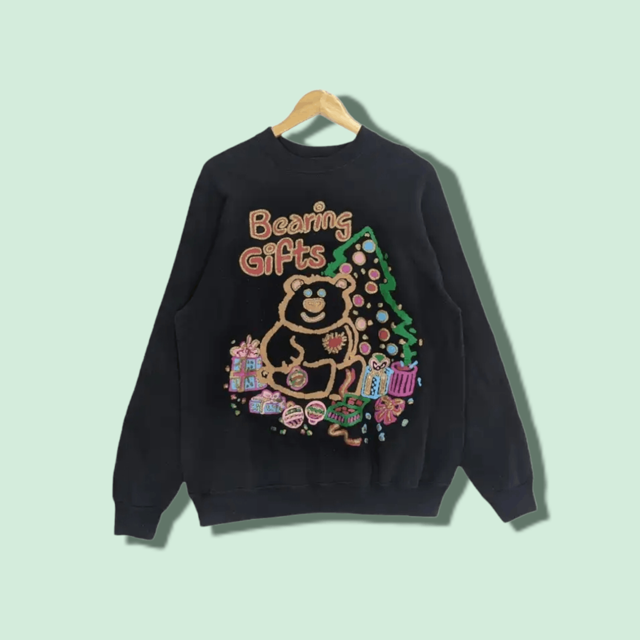 Vintage Vintage 90's BEARING GIFT Christmas Full Image Sweatshirt Size ONE SIZE - 1 Thumbnail