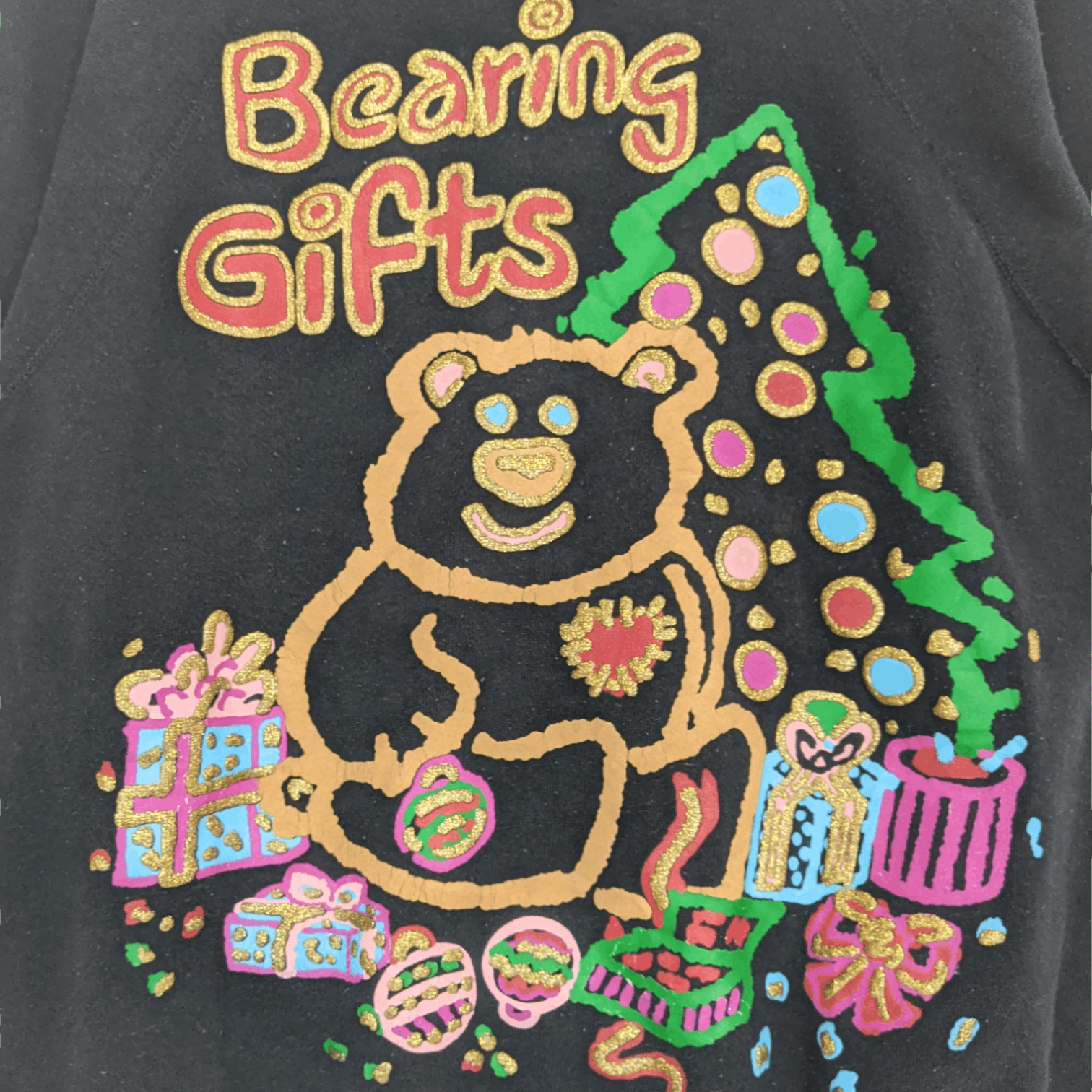 Vintage Vintage 90's BEARING GIFT Christmas Full Image Sweatshirt Size ONE SIZE - 5 Thumbnail