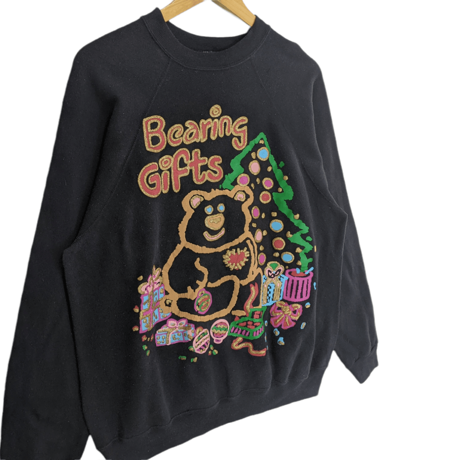 Vintage Vintage 90's BEARING GIFT Christmas Full Image Sweatshirt Size ONE SIZE - 3 Thumbnail
