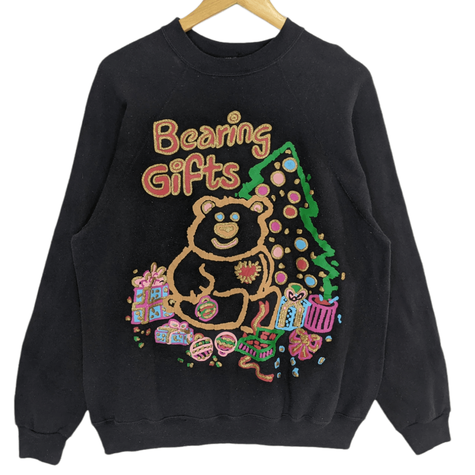 Vintage Vintage 90's BEARING GIFT Christmas Full Image Sweatshirt Size ONE SIZE - 2 Thumbnail