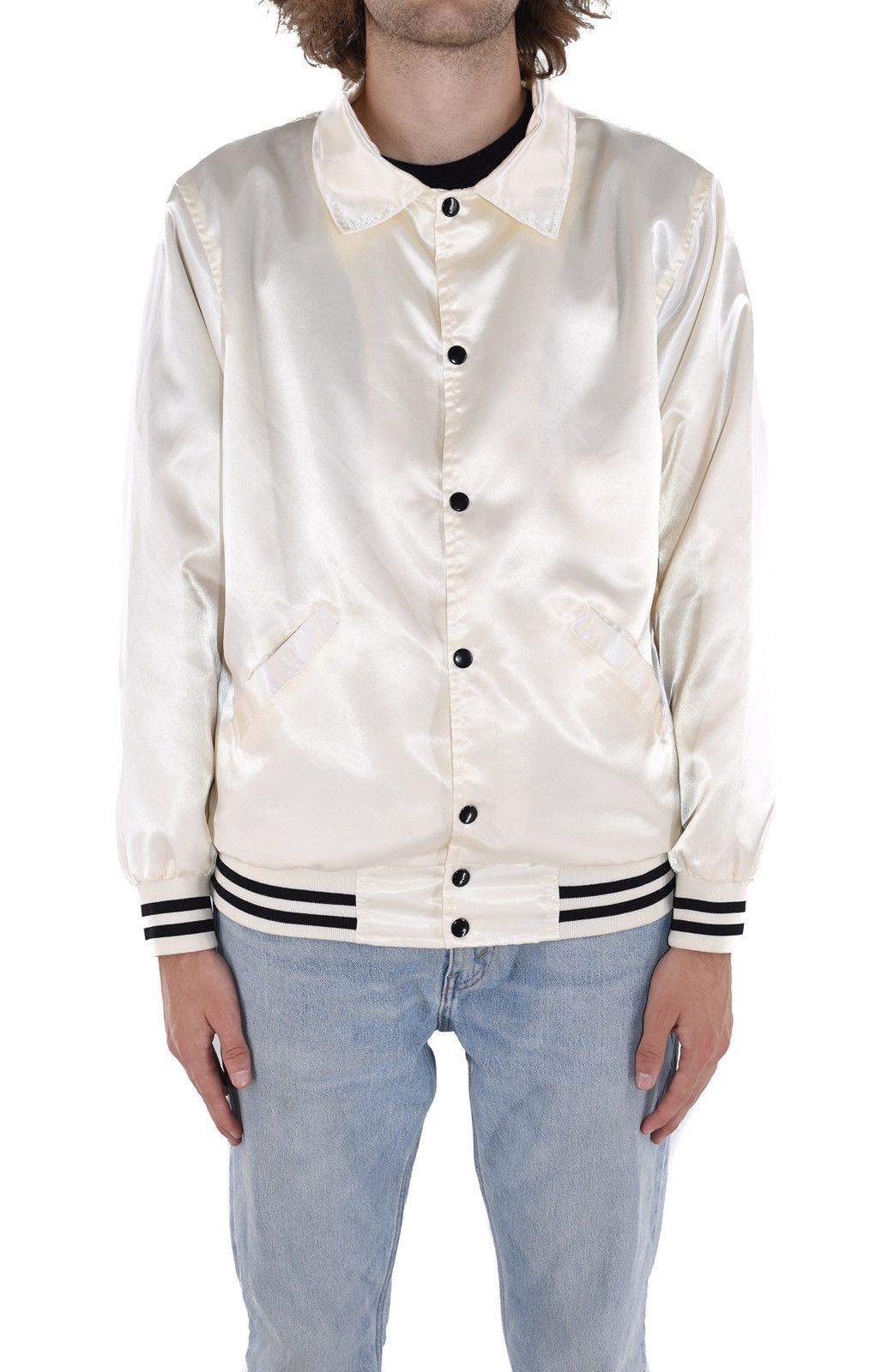 Vintage Satin Baseball Jacket White Size US L / EU 52-54 / 3 - 2 Thumbnail