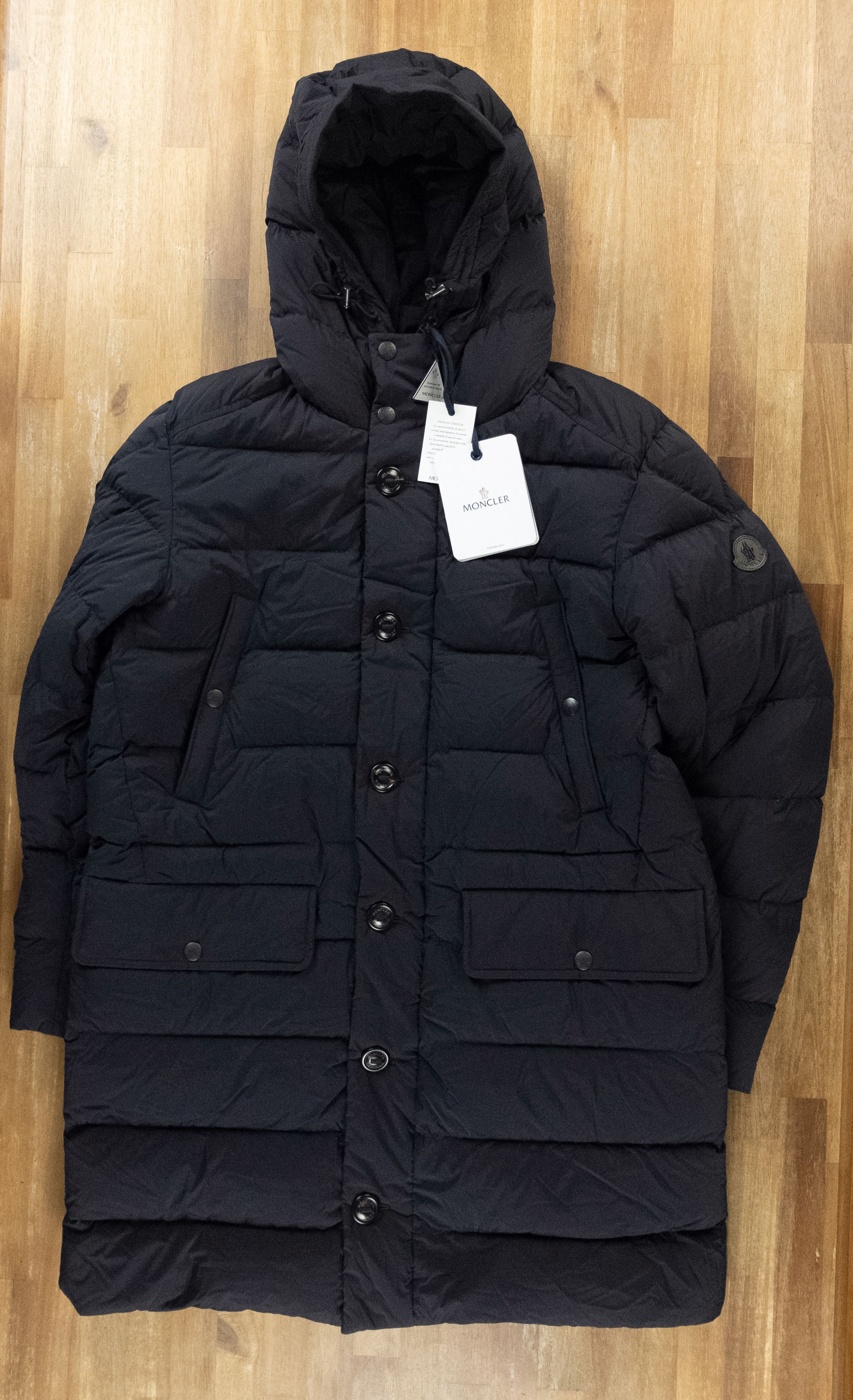 image of Moncler Dartmoor Navy Blue Hooded Padded Puffer Jacket Coat, Men's (Size XL)