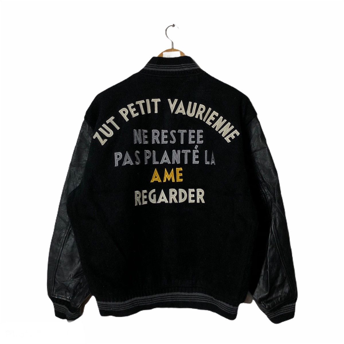 Japanese Brand Vintage 80's Varsity Leather Jacket Inspired by Rick Owens Size US L / EU 52-54 / 3 - 1 Thumbnail