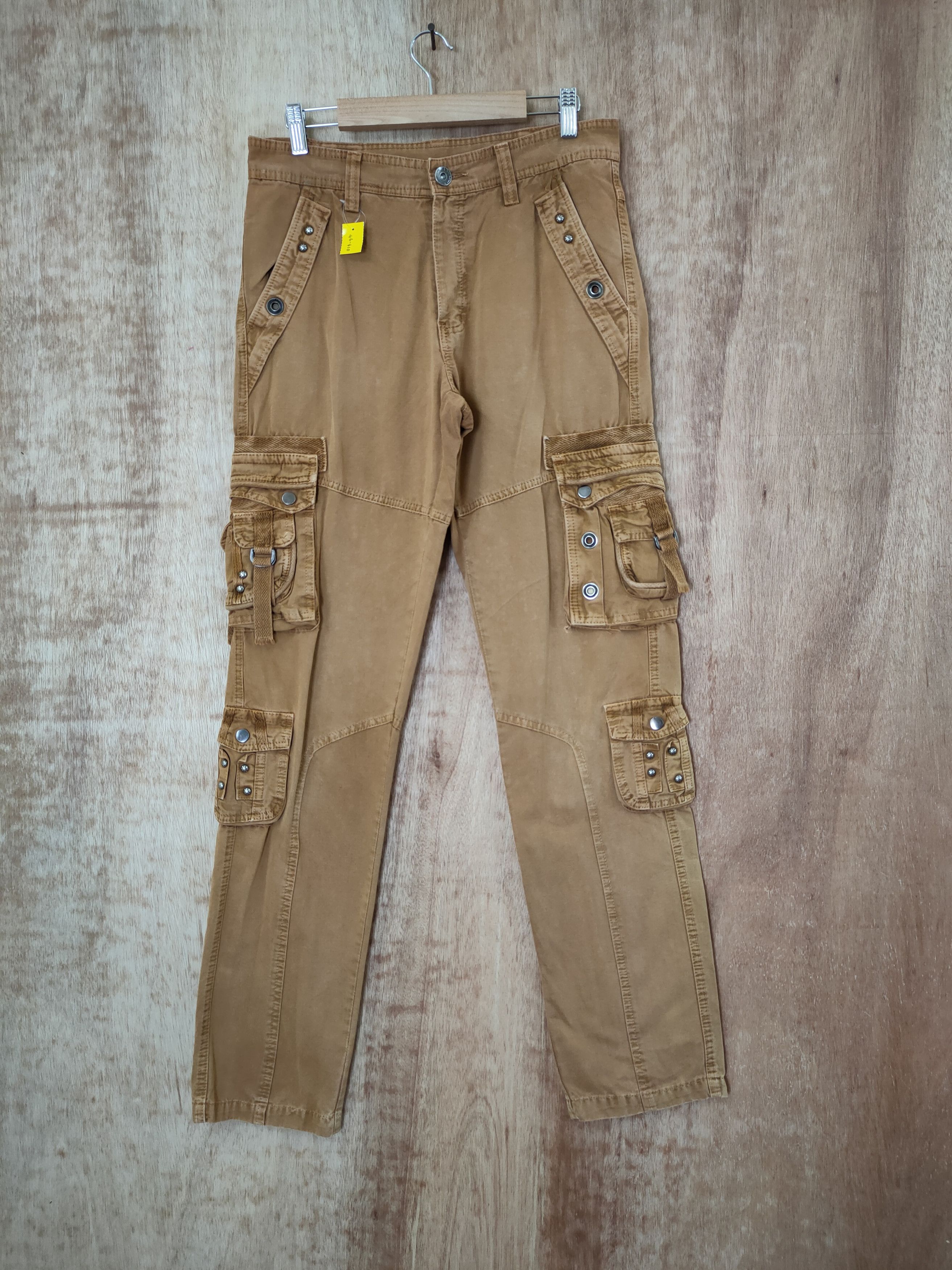 image of Seditionaries Junye Jeans Japan Multipocket Tactical Cargo Pants 46-410 in Mustard, Men's (Size 30)