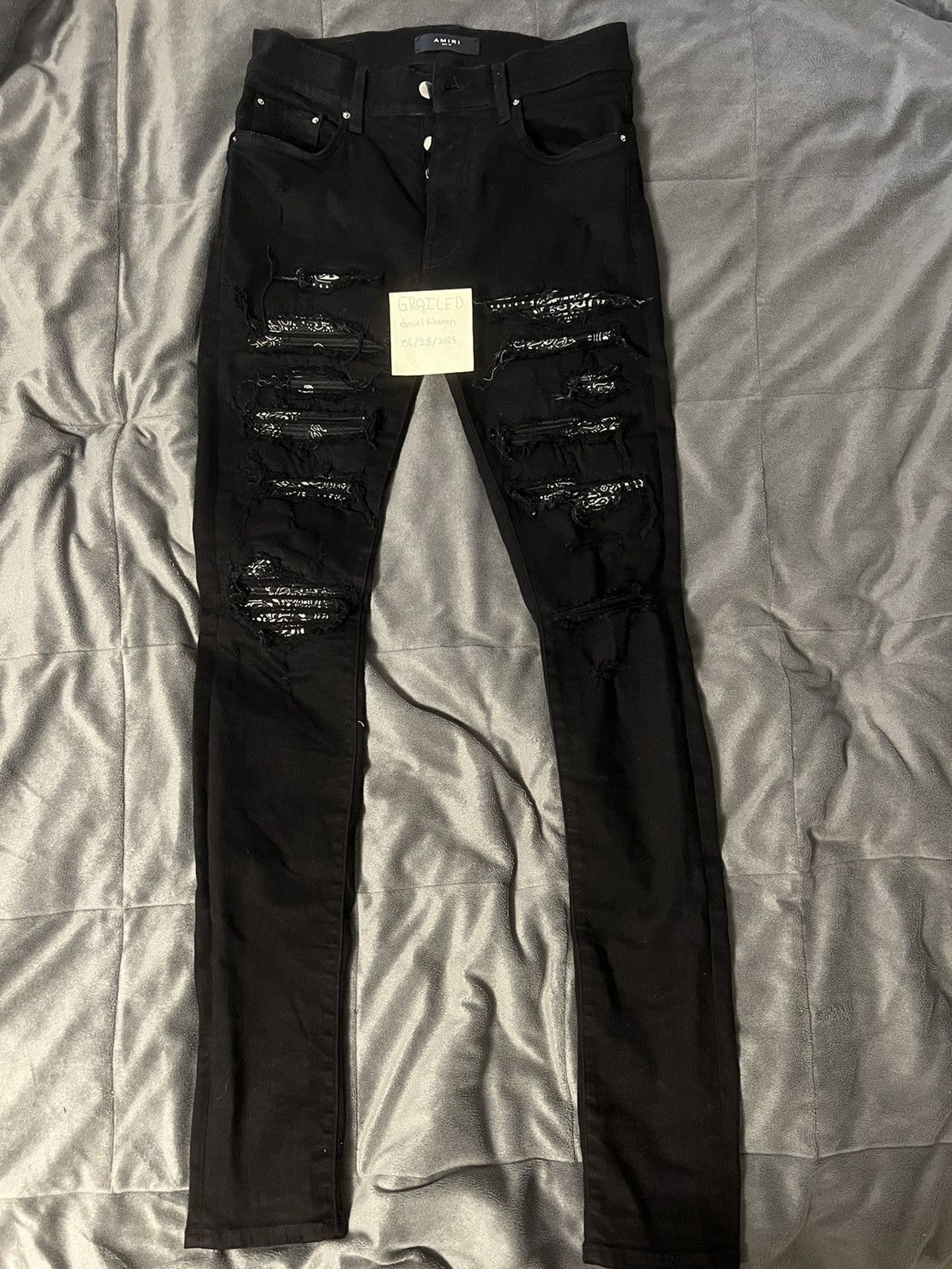 Amiri Black Amiri MX1 Bandana ripped jeans Grailed
