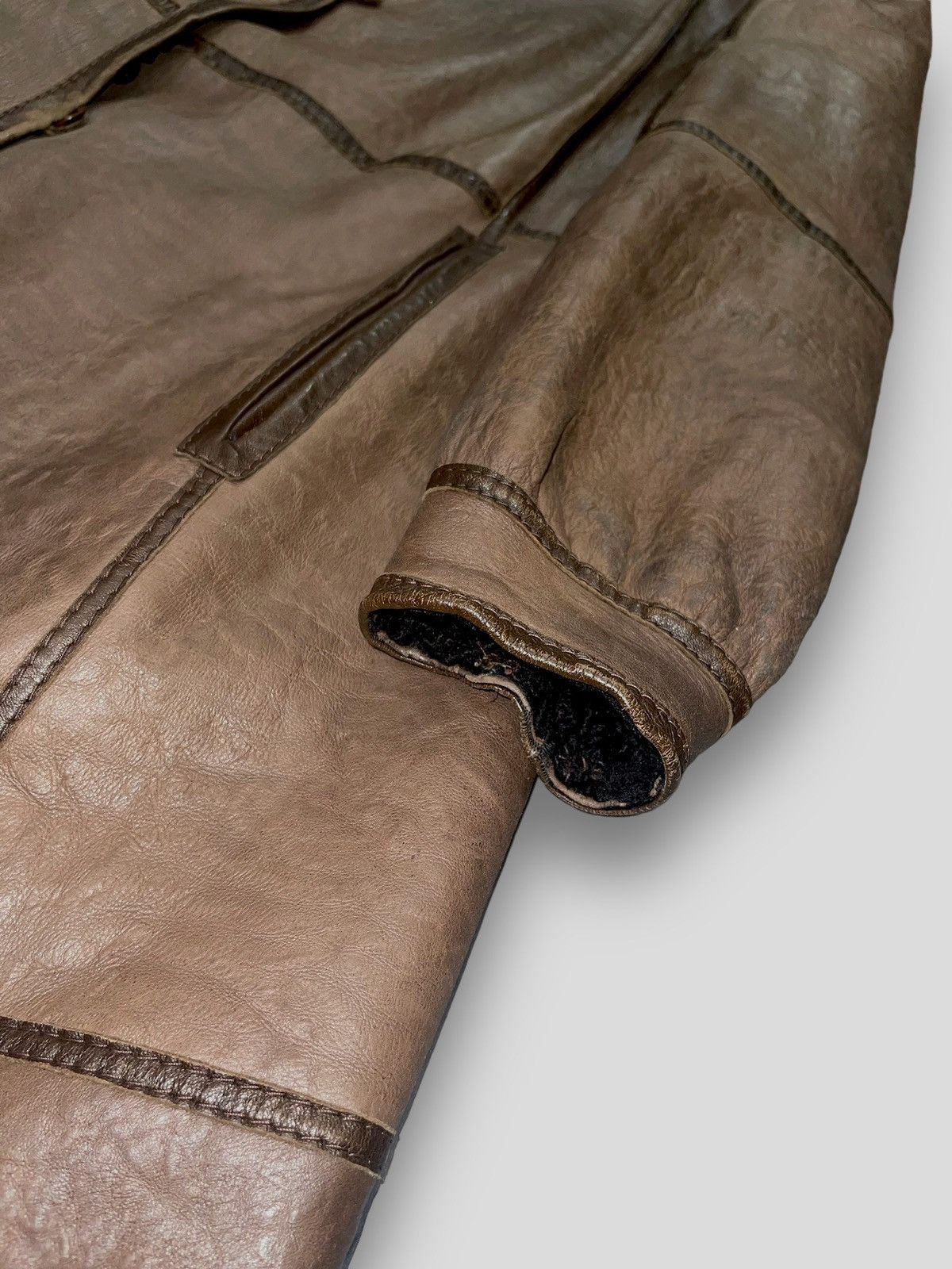 Leather Archive Faux Fur Brown Leather Long Jacket Size M / US 6-8 / IT 42-44 - 12 Thumbnail