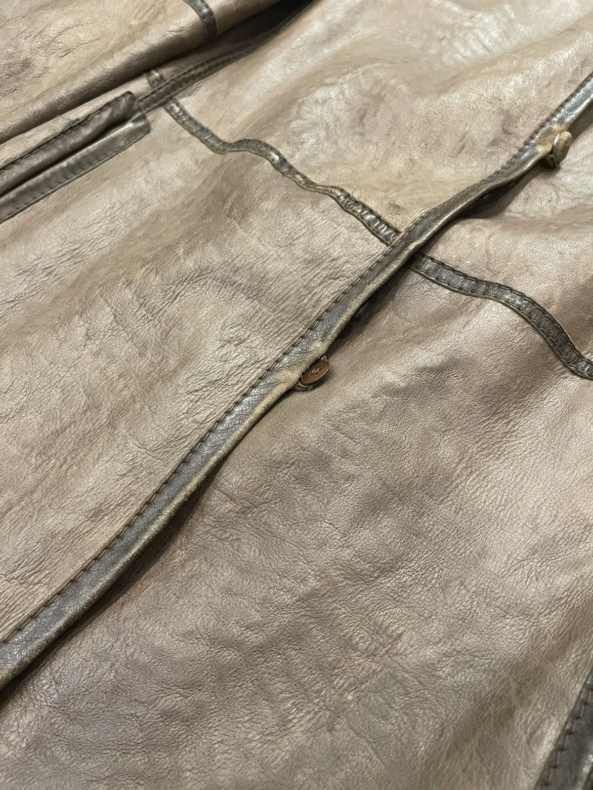 Leather Archive Faux Fur Brown Leather Long Jacket Size M / US 6-8 / IT 42-44 - 14 Thumbnail