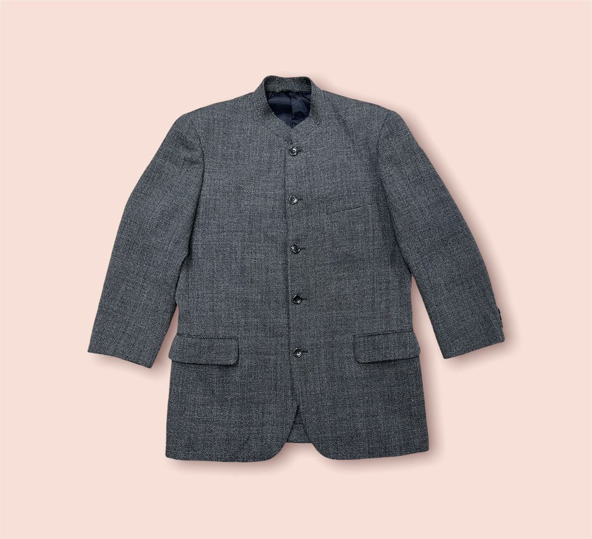 Issey Miyake × Vintage ISSEY MIYAKE PRODUCTS STAND COLLAR BUTTON MESH BLAZER JACKET Size US L / EU 52-54 / 3 - 6 Thumbnail