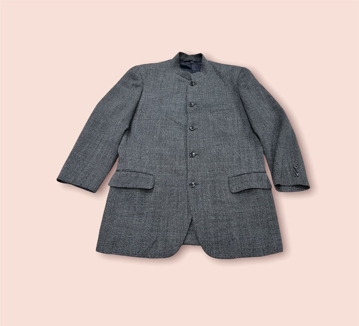 Issey Miyake × Vintage ISSEY MIYAKE PRODUCTS STAND COLLAR BUTTON MESH BLAZER JACKET Size US L / EU 52-54 / 3 - 8 Thumbnail