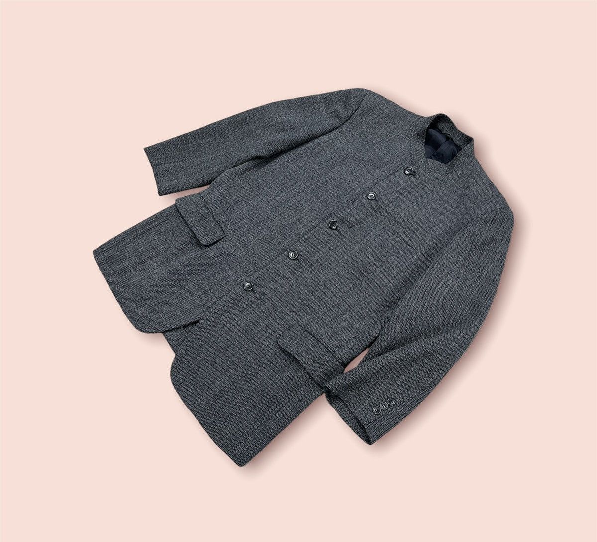 Issey Miyake × Vintage ISSEY MIYAKE PRODUCTS STAND COLLAR BUTTON MESH BLAZER JACKET Size US L / EU 52-54 / 3 - 7 Thumbnail