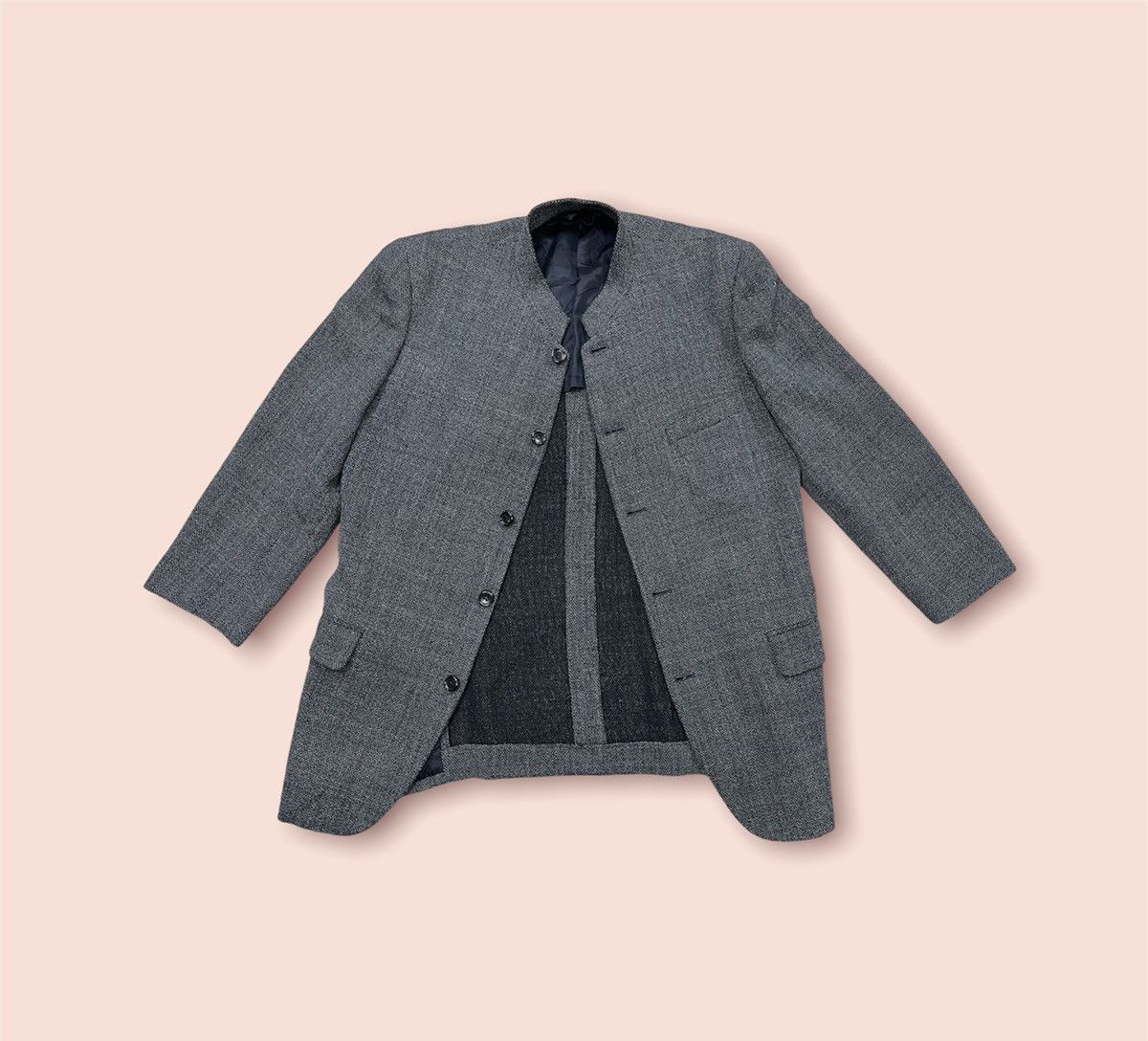 Issey Miyake × Vintage ISSEY MIYAKE PRODUCTS STAND COLLAR BUTTON MESH BLAZER JACKET Size US L / EU 52-54 / 3 - 4 Thumbnail