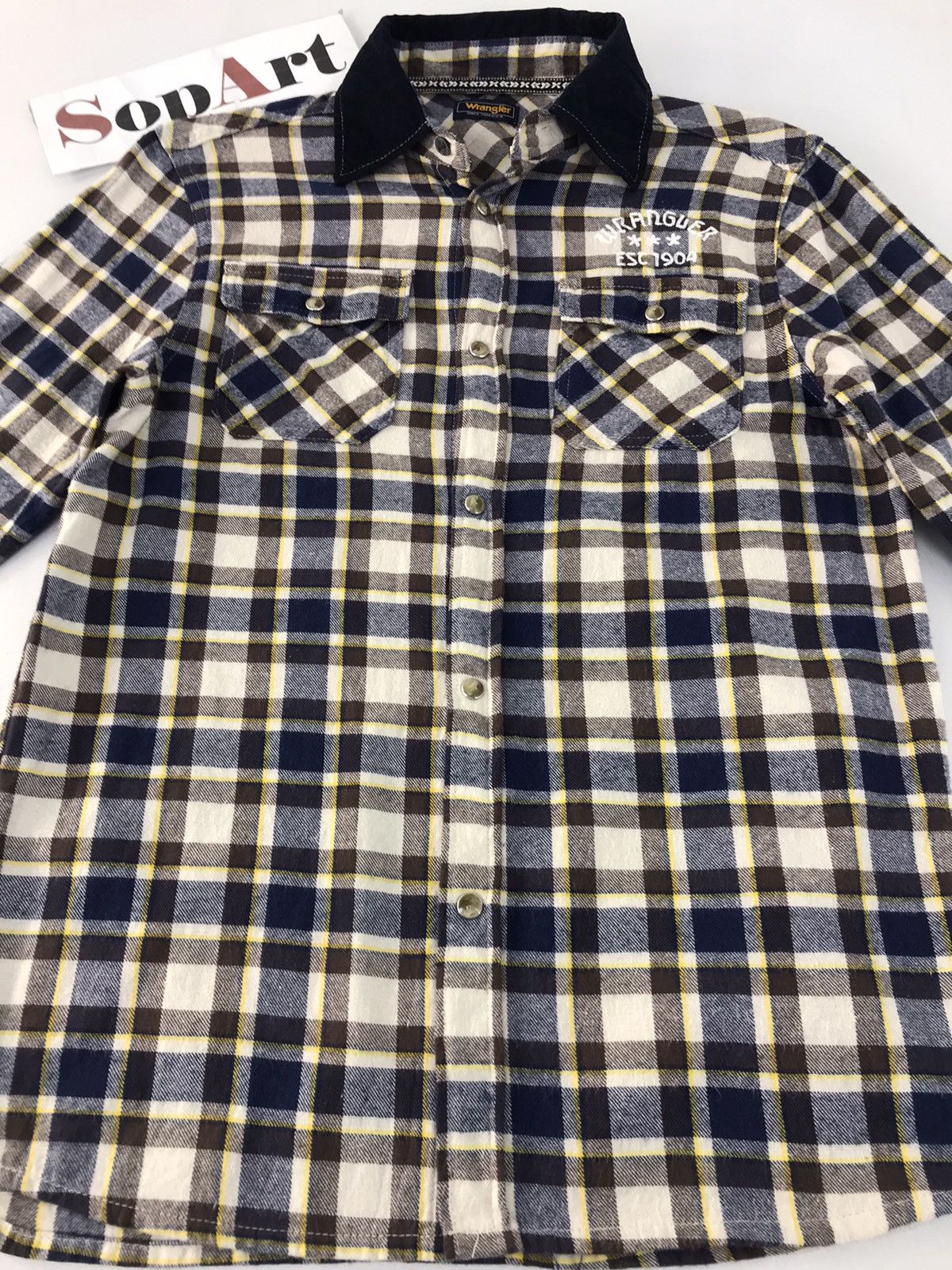 Flannel × Vintage × Wrangler Vtg Flannel Plaid Wrangler Since 1904 Snap Button Design Size US S / EU 44-46 / 1 - 3 Thumbnail