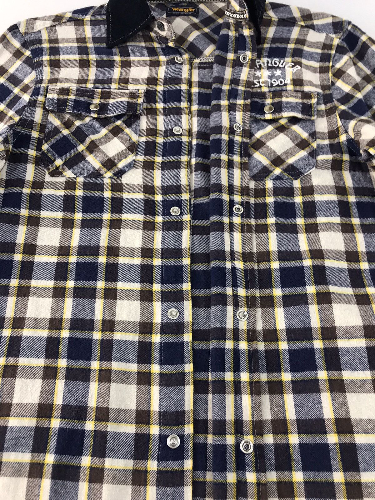 Flannel × Vintage × Wrangler Vtg Flannel Plaid Wrangler Since 1904 Snap Button Design Size US S / EU 44-46 / 1 - 5 Thumbnail
