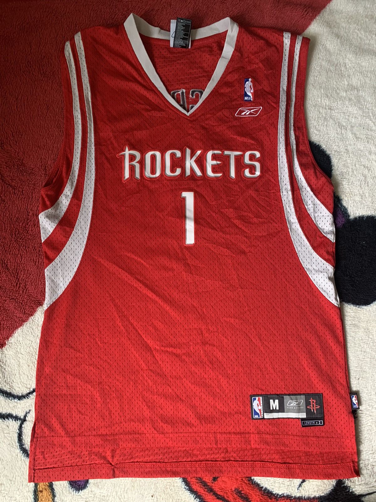 image of Vintage Nba Houston Rockets Hall Of Fame Mc Grady in Red/White, Men's (Size Medium)