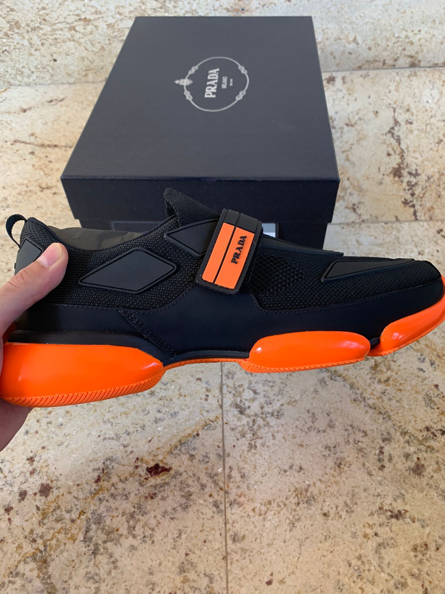 Prada Cloudbust Sneaker in Black & Arancio Fluo Size US 8 / EU 41 - 9 Thumbnail