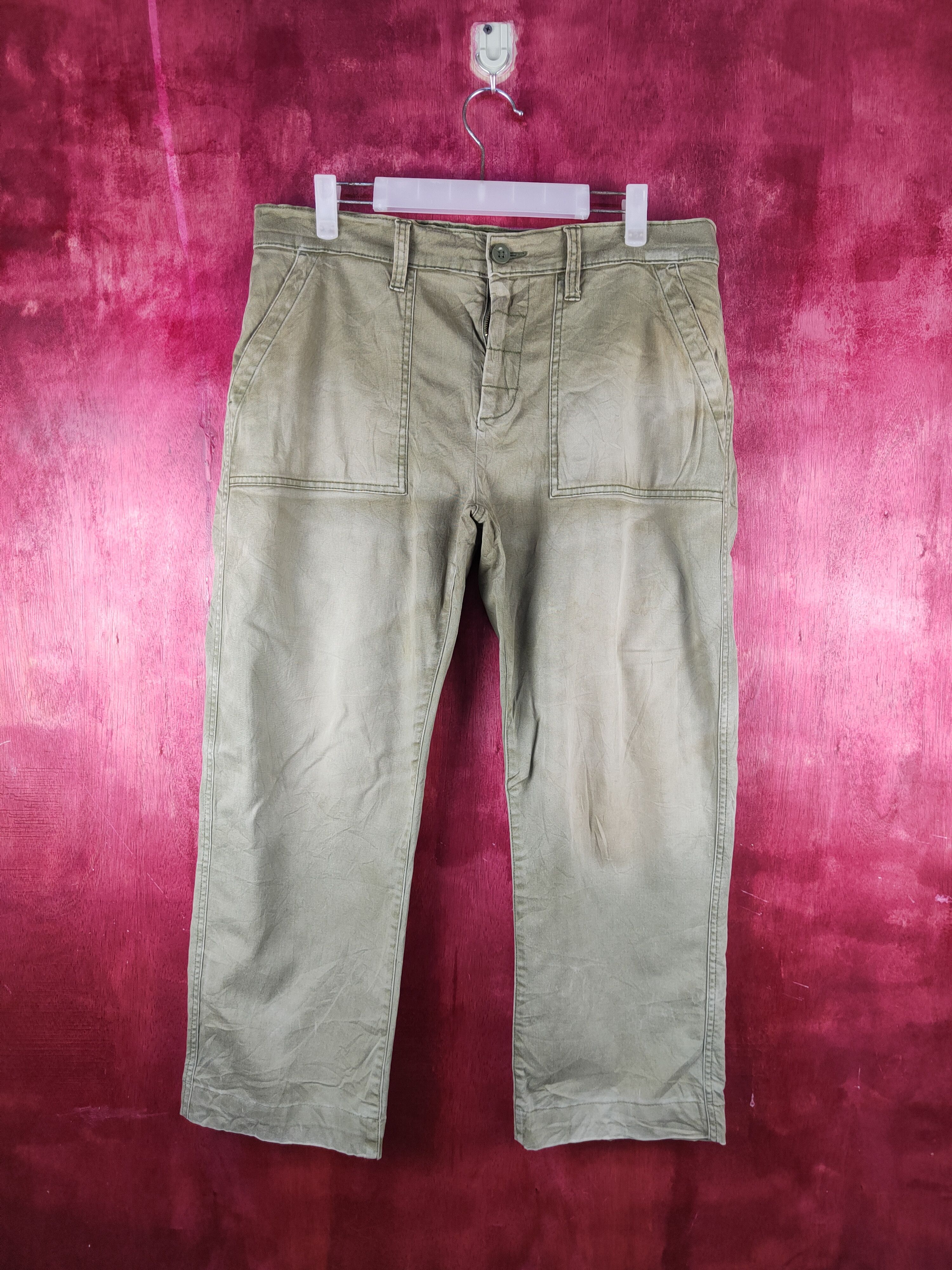 image of City Streets Olive Faded Casual Pants S741, Men's (Size 35)