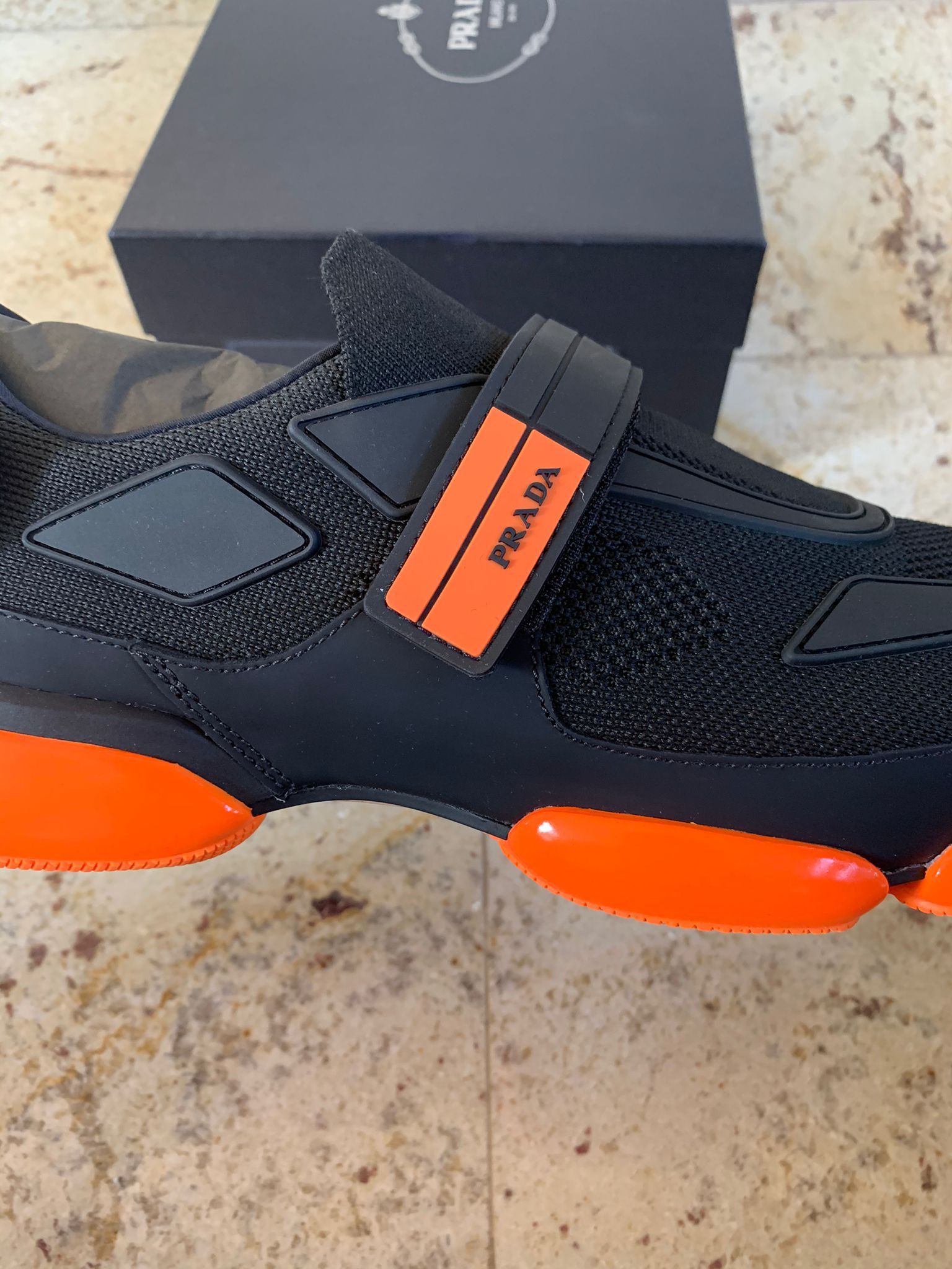 Prada Cloudbust Sneaker in Black & Arancio Fluo Size US 7.5 / EU 40-41 - 8 Thumbnail