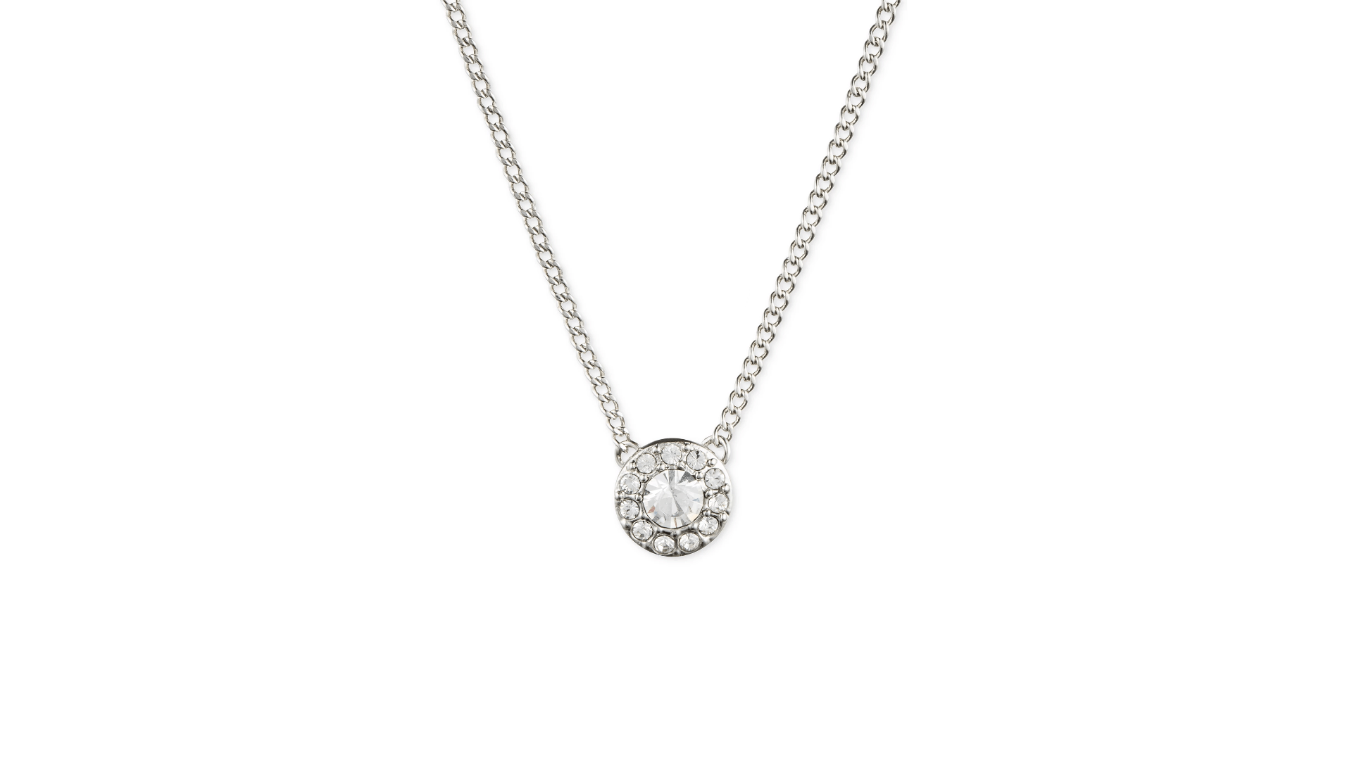 image of Givenchy Silver Iced Out Chrystal Necklace, Men's