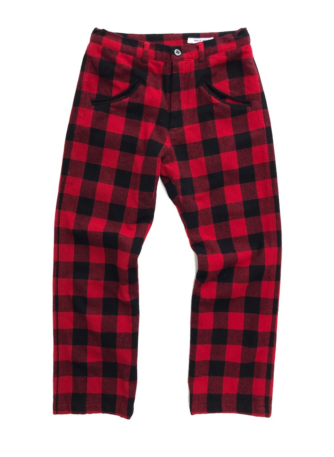 image of Seditionaries Tout A Coup Wool Smiley Pocket Cropped Pant in Red Tartan (Size 27)