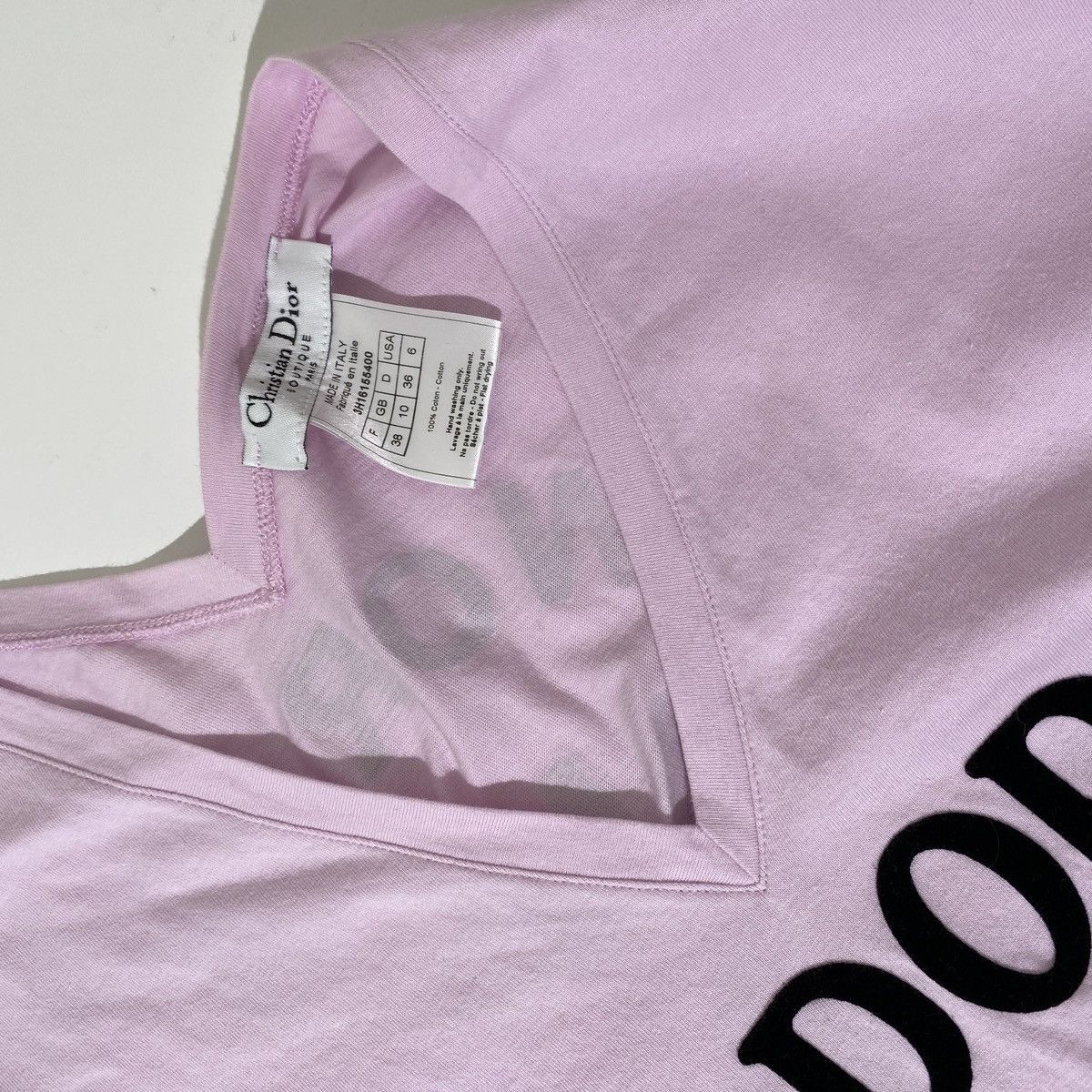Dior × John Galliano × Vintage Dior 2003 Pink J'adore Dior V Neck T-shirt Size M / US 6-8 / IT 42-44 - 3 Thumbnail