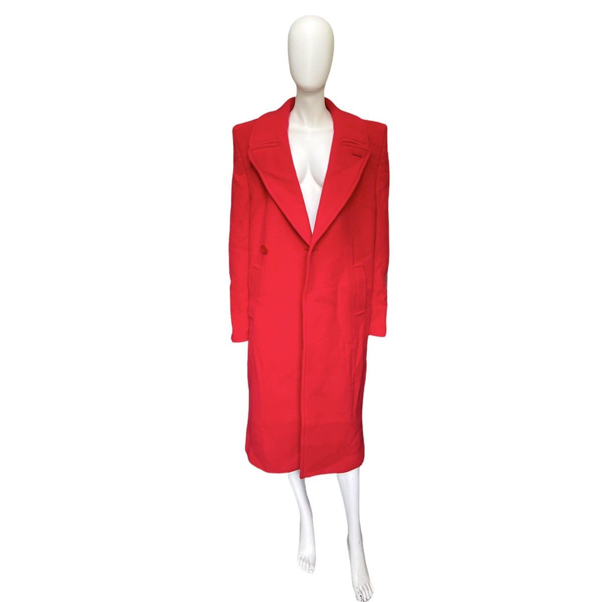 Balenciaga $3k Bwnt Ss19 runway 80s boxy shoulder red wool coat