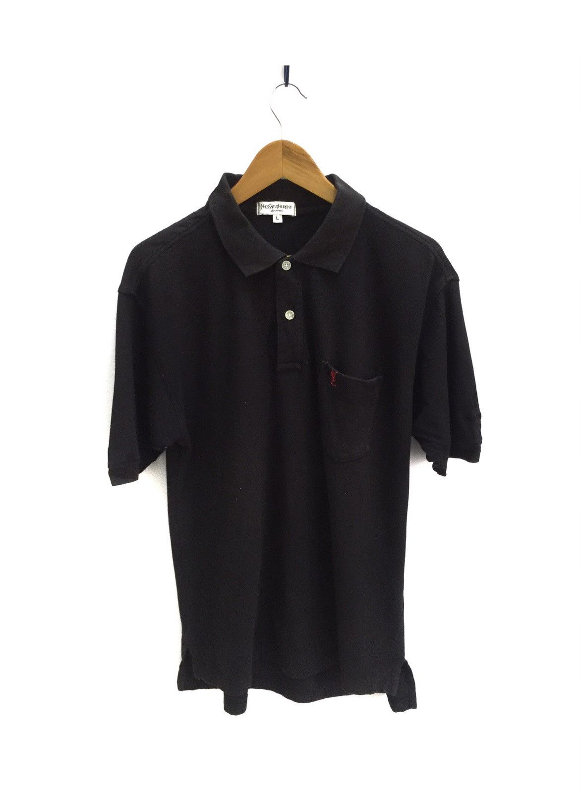 image of Vintage x YSL Pour Homme YVES Saint Laurent Pour Homme Red Logo in Black, Men's (Size Large)