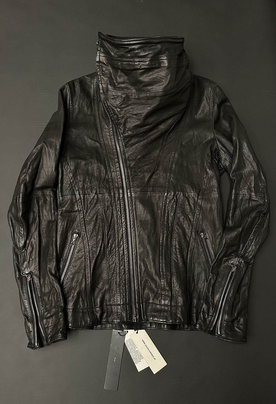 Julius Grail Archive Julius Most Signature Cowl Neck Leather Jacket Size US M / EU 48-50 / 2 - 11 Thumbnail