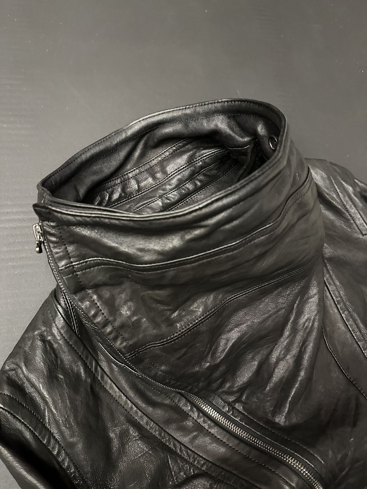 Julius Grail Archive Julius Most Signature Cowl Neck Leather Jacket Size US M / EU 48-50 / 2 - 12 Thumbnail