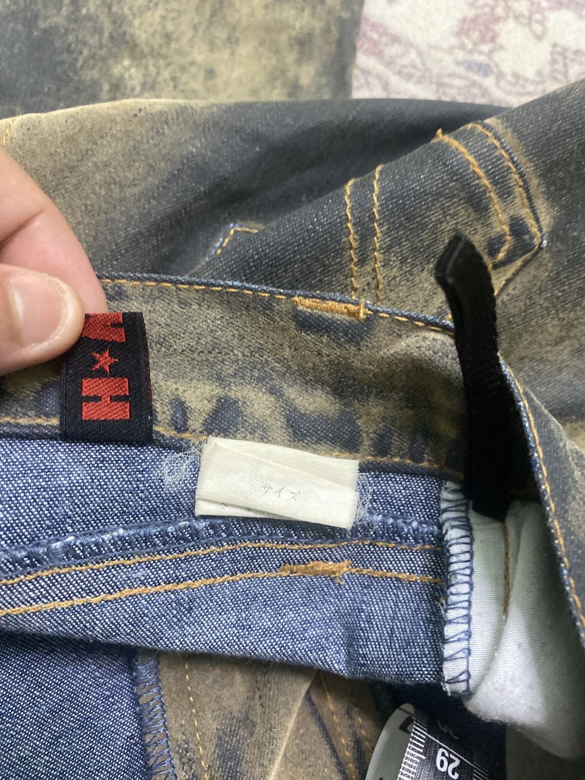 Designer × Japanese Brand B⭐️V⭐️H FLARED GOLD BLACK DISTRESSED DENIM Size 26" / US 2 / IT 38 - 12 Thumbnail