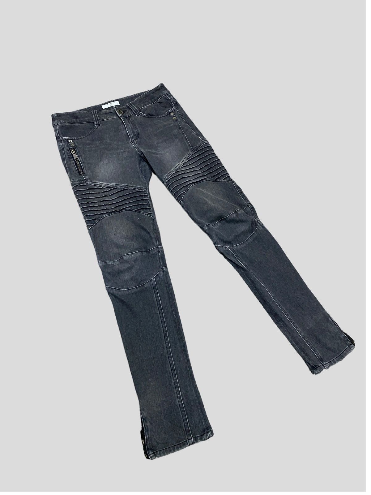 image of Biker Denim x Vintage Koji Tachiyama Bikers Zipper Design Skinny Fit in Black, Men's (Size 28)
