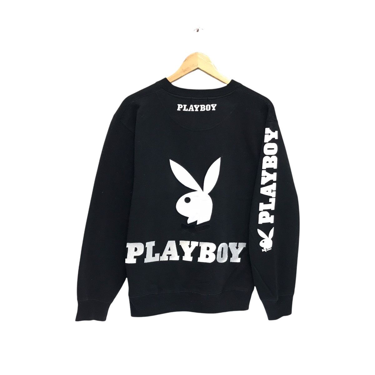 image of Archival Clothing x Playboy Vintage Playboy Sweatshirt Big Logo Bunny Head Embroidery in Black (Siz