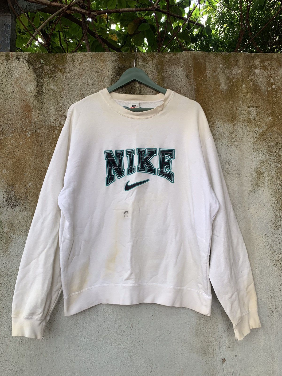 Nike × Vintage Vintage 90’s Distressed Nike Spellout Logo Sweatshirt Size US XL / EU 56 / 4 - 1 Thumbnail