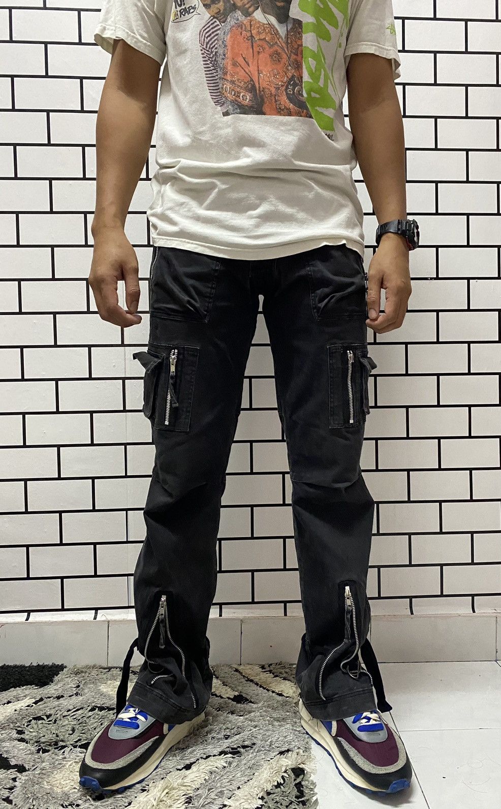 Designer × Japanese Brand WD Japan Flared Tactical Bondage Faded Valvet Cargo Pants Size US 31 - 2 Thumbnail