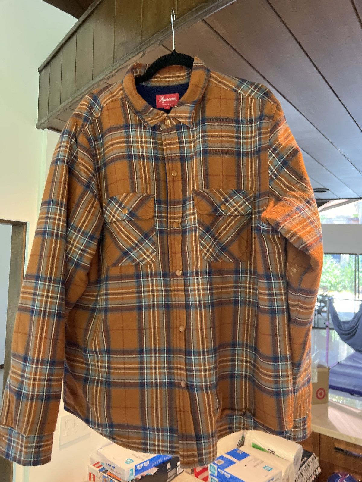 image of Supreme Pile Lined Flannel Shirt // Rust XL // Fw 2018, Men's