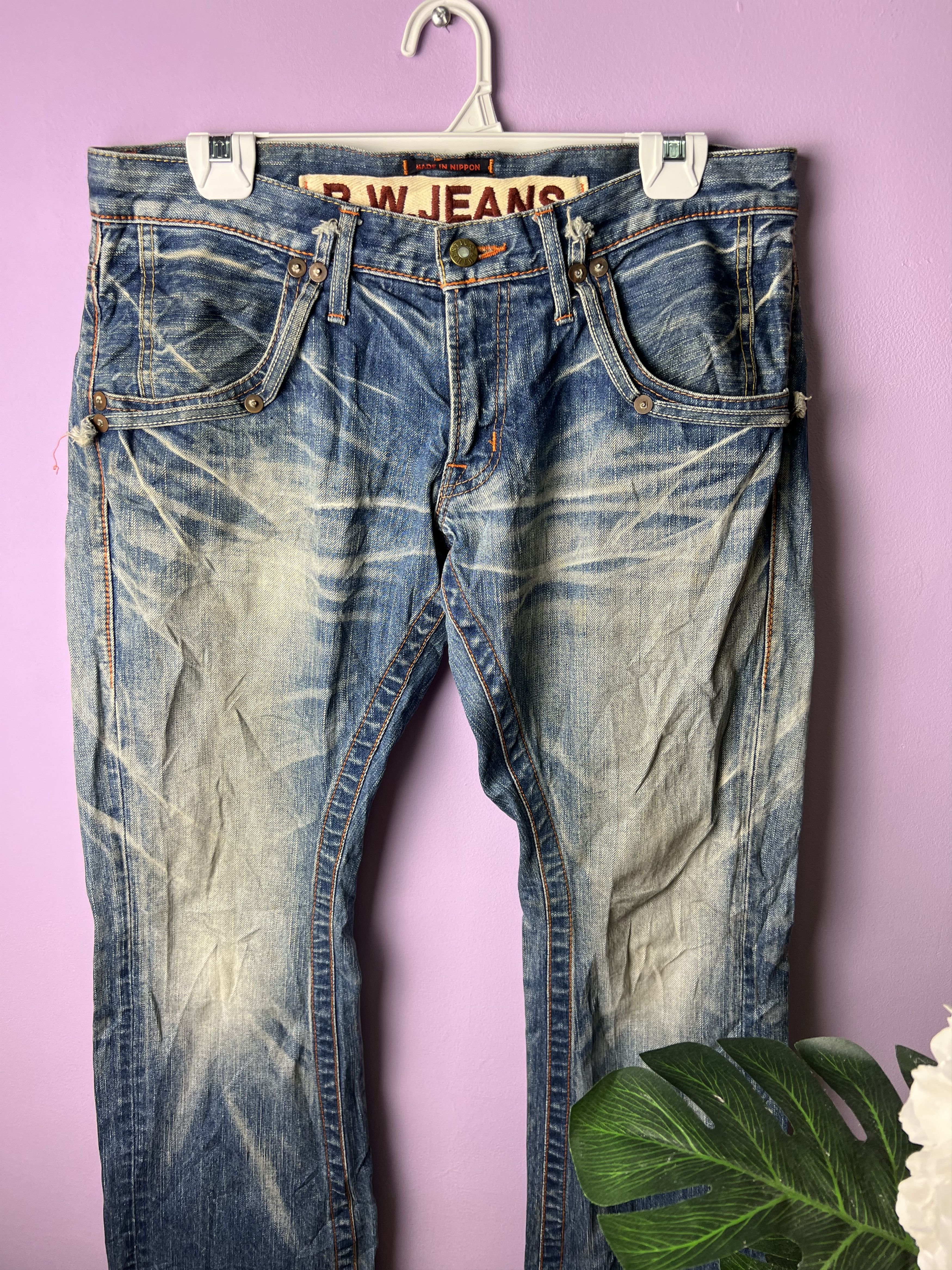 Japanese Brand 🔥Rare Vintage Blue Way Distressed Denim Size US 34 / EU 50 - 7 Thumbnail
