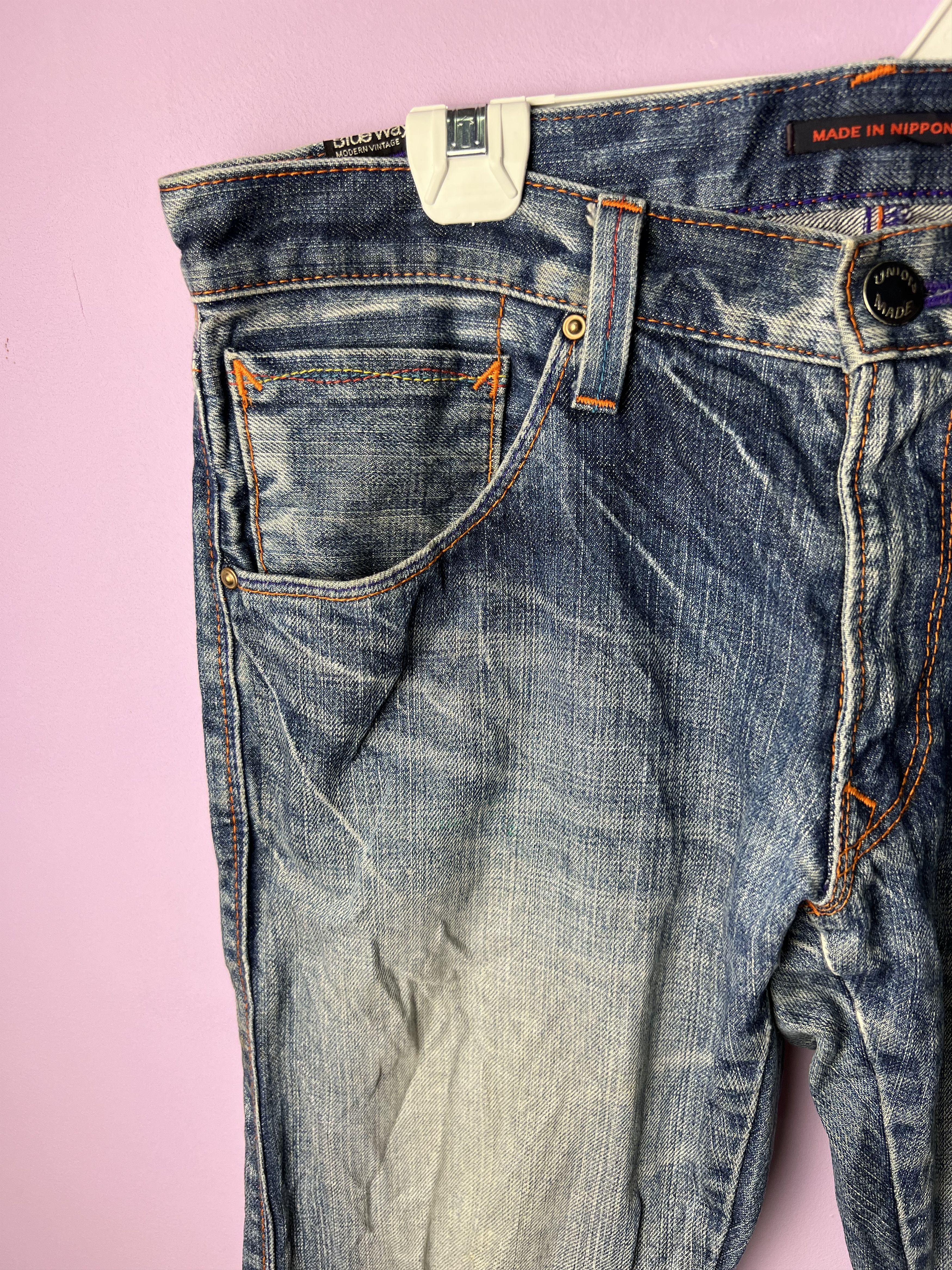 Japanese Brand 🔥Vintage Blue Way Union Made Distressed Denim Size US 36 / EU 52 - 9 Thumbnail