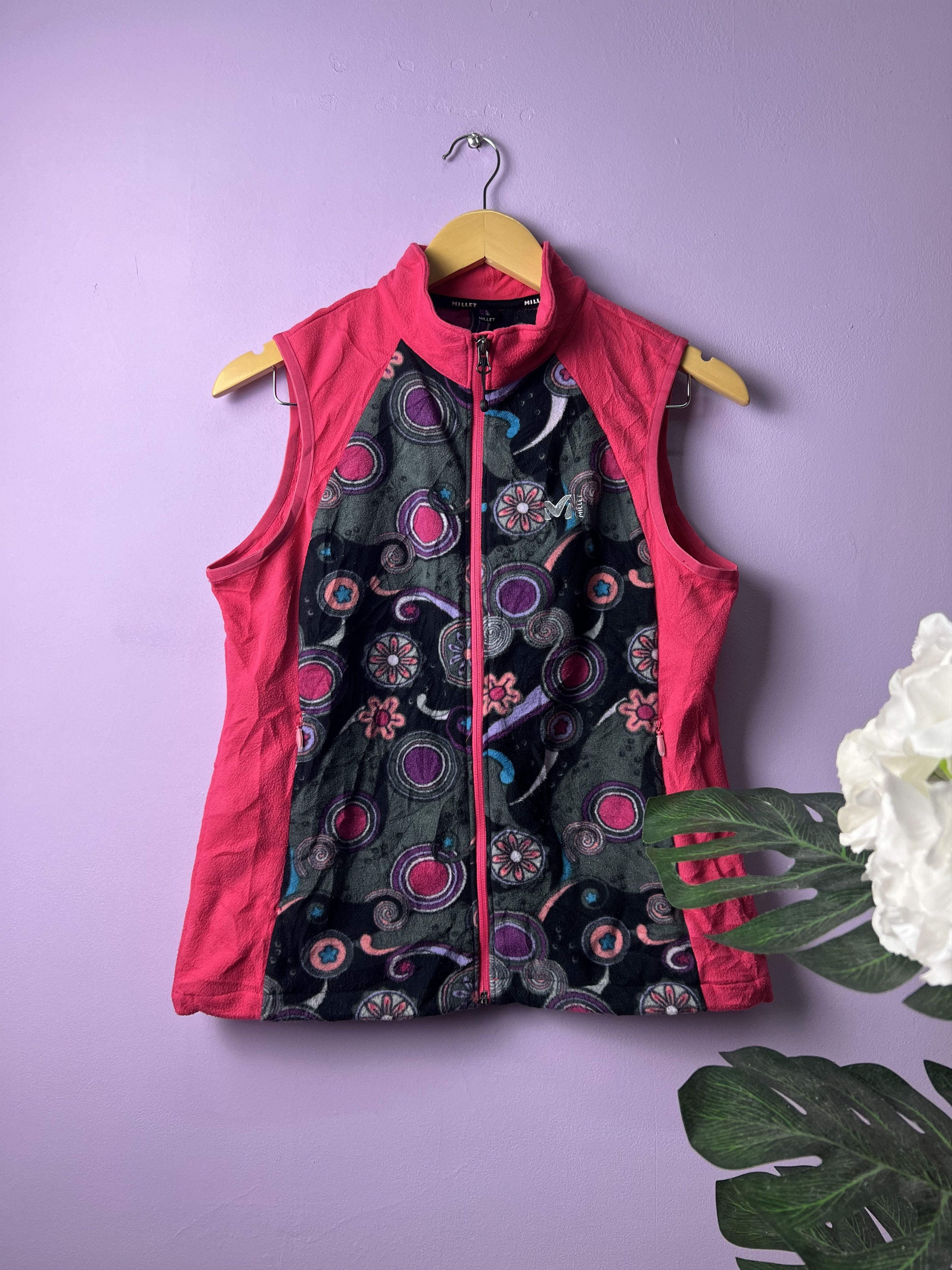 image of Tracey Vest Millet Printed Fleece Vests in Pink, Women's (Size Small)