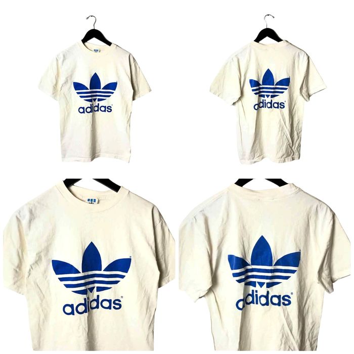 00'S Adidas sports print T-shirt, men's size S cotton white type Vintage Second Hand