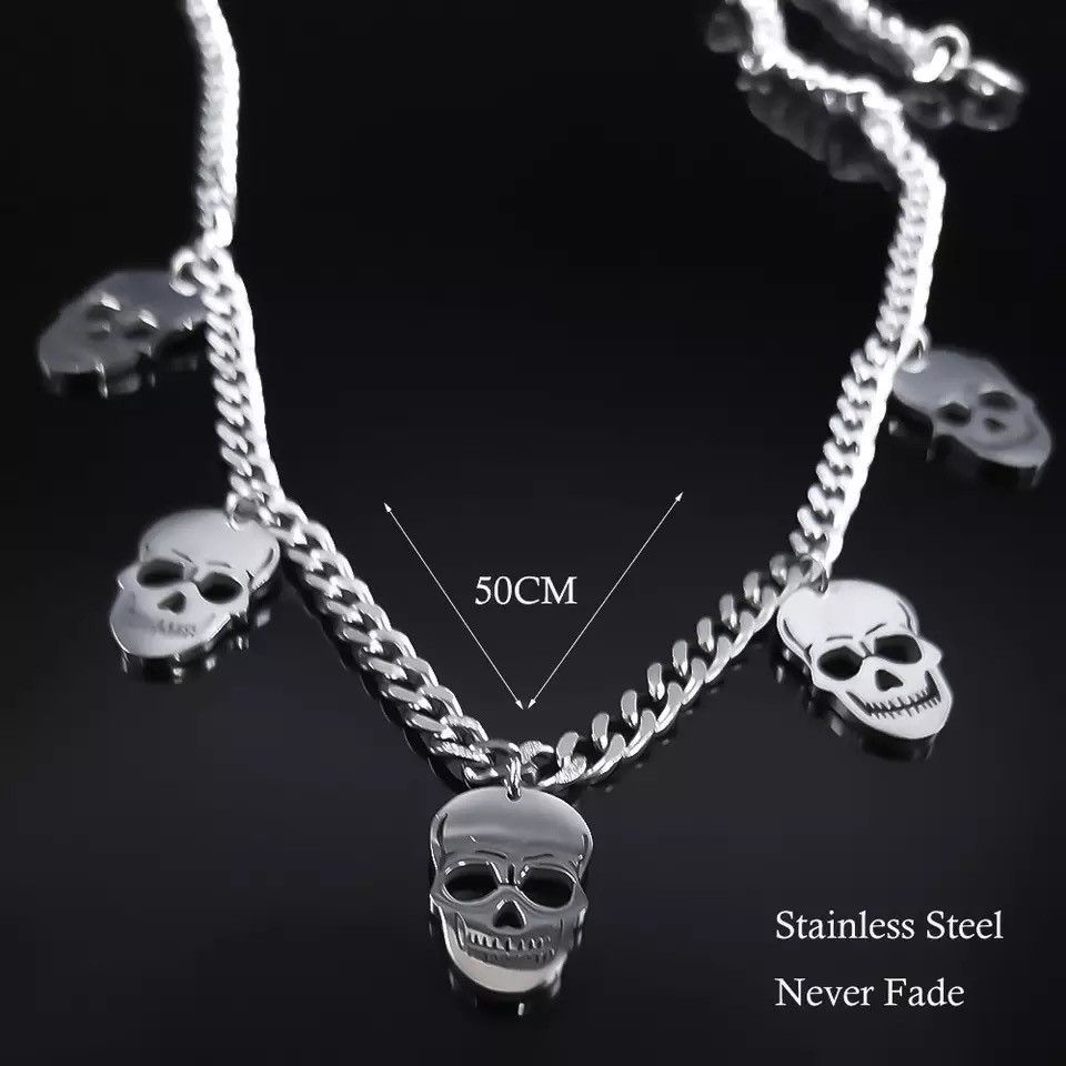 Jewelry Skeleton Skull Tassel Hip Hop Pendant Necklace Size ONE SIZE - 3 Thumbnail