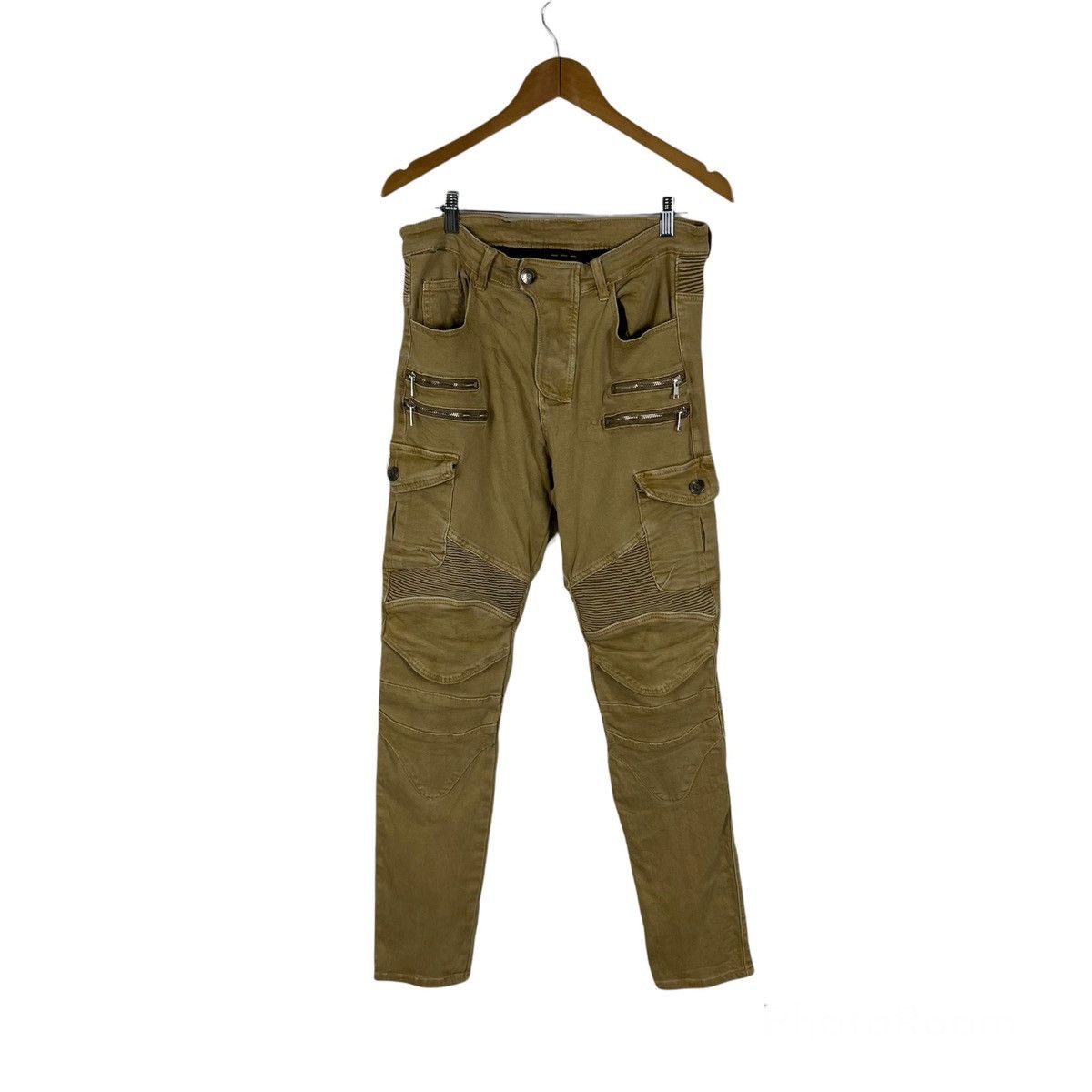 MOTOR PANTS DISTRESSED MULTI ZIPPER DESIGN PUNK STYLE
