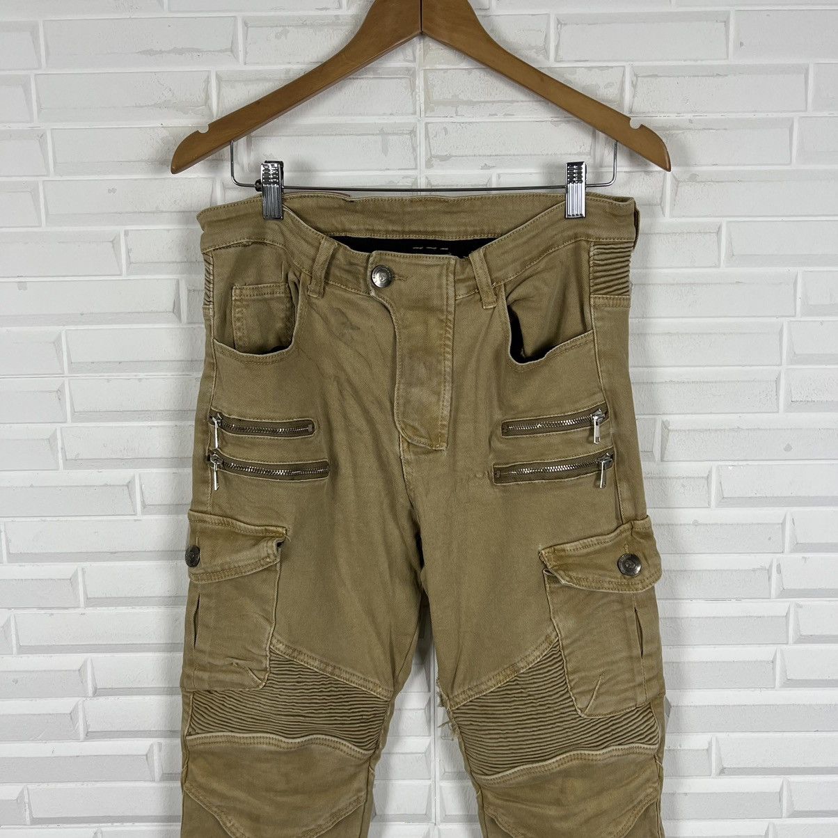 Hysteric Glamour MOTOR PANTS DISTRESSED MULTI ZIPPER DESIGN PUNK STYLE Size US 33 - 2 Thumbnail