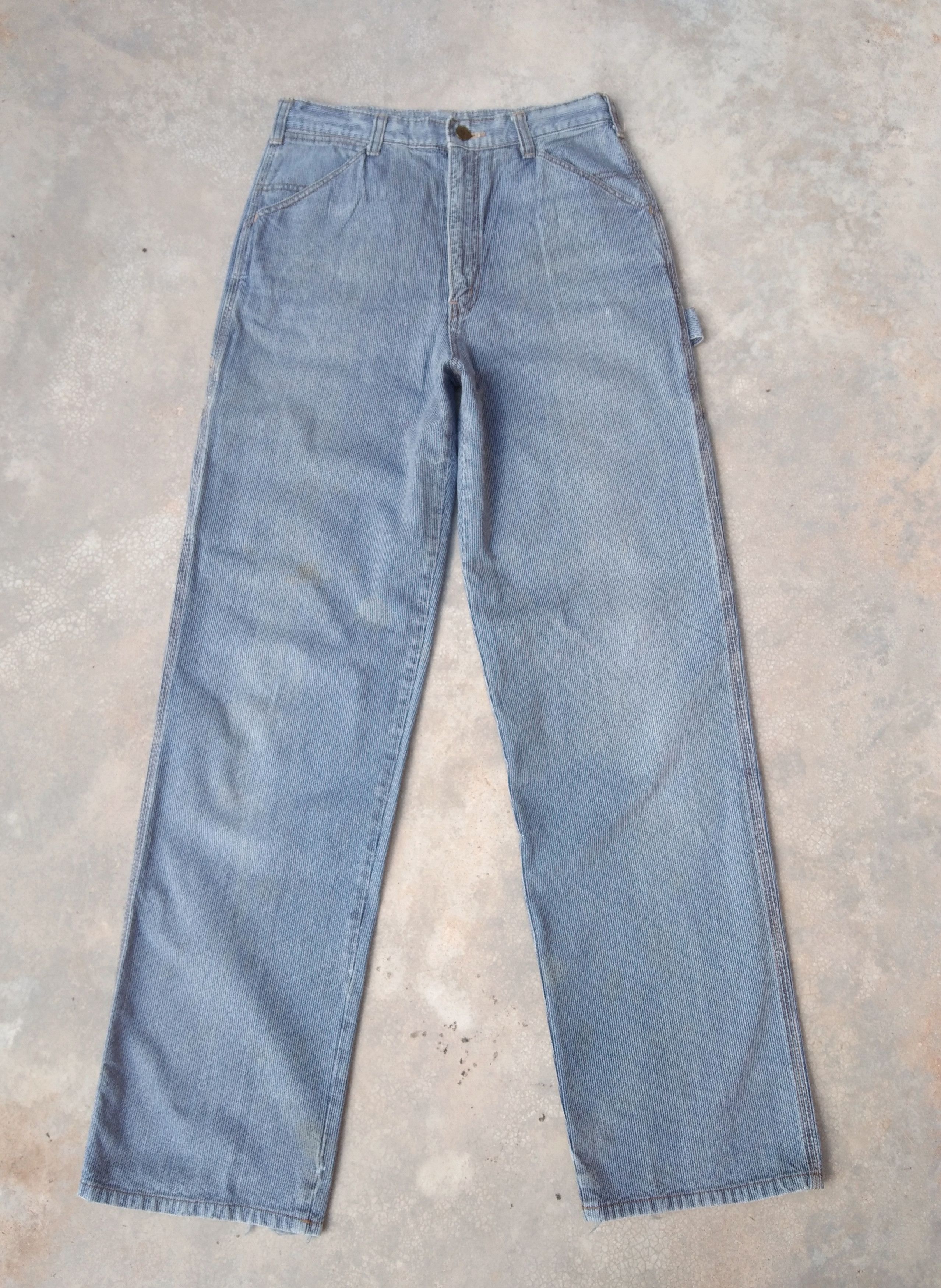 Japanese Brand × Jean × Vintage Vintage Japan Unbrand Pin Striped Carpenter Pants 28x31 Size US 28 / EU 44 - 3 Thumbnail