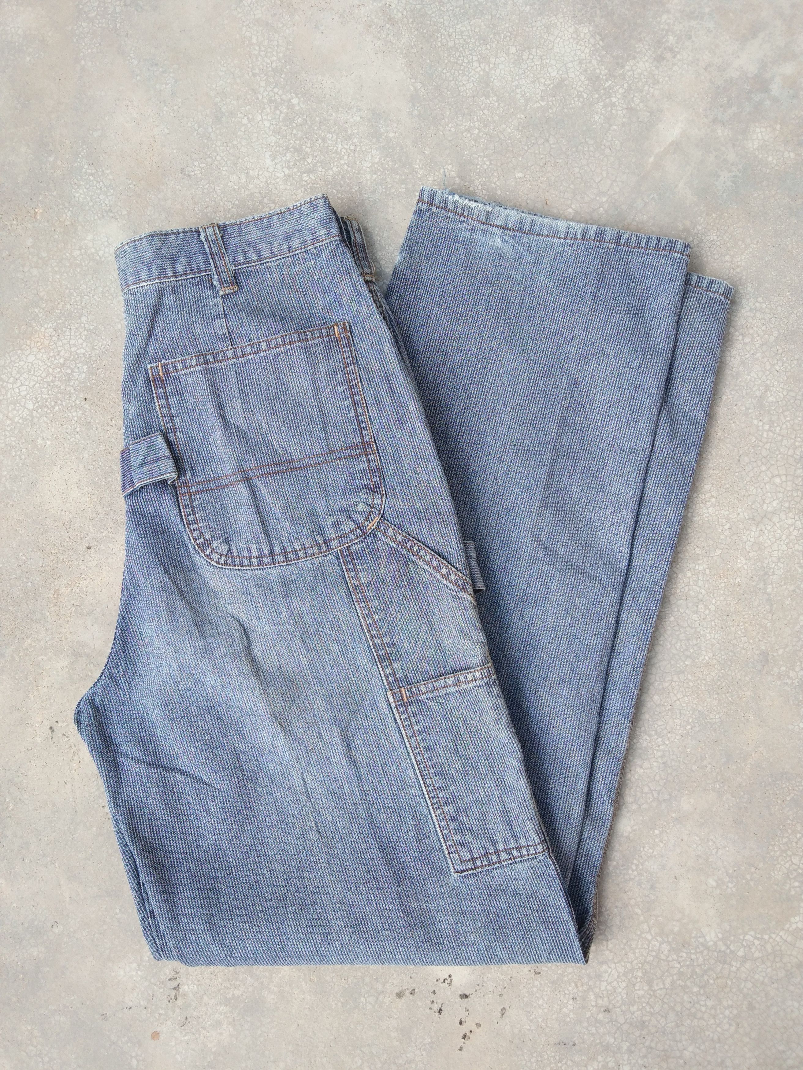 Japanese Brand × Jean × Vintage Vintage Japan Unbrand Pin Striped Carpenter Pants 28x31 Size US 28 / EU 44 - 2 Thumbnail