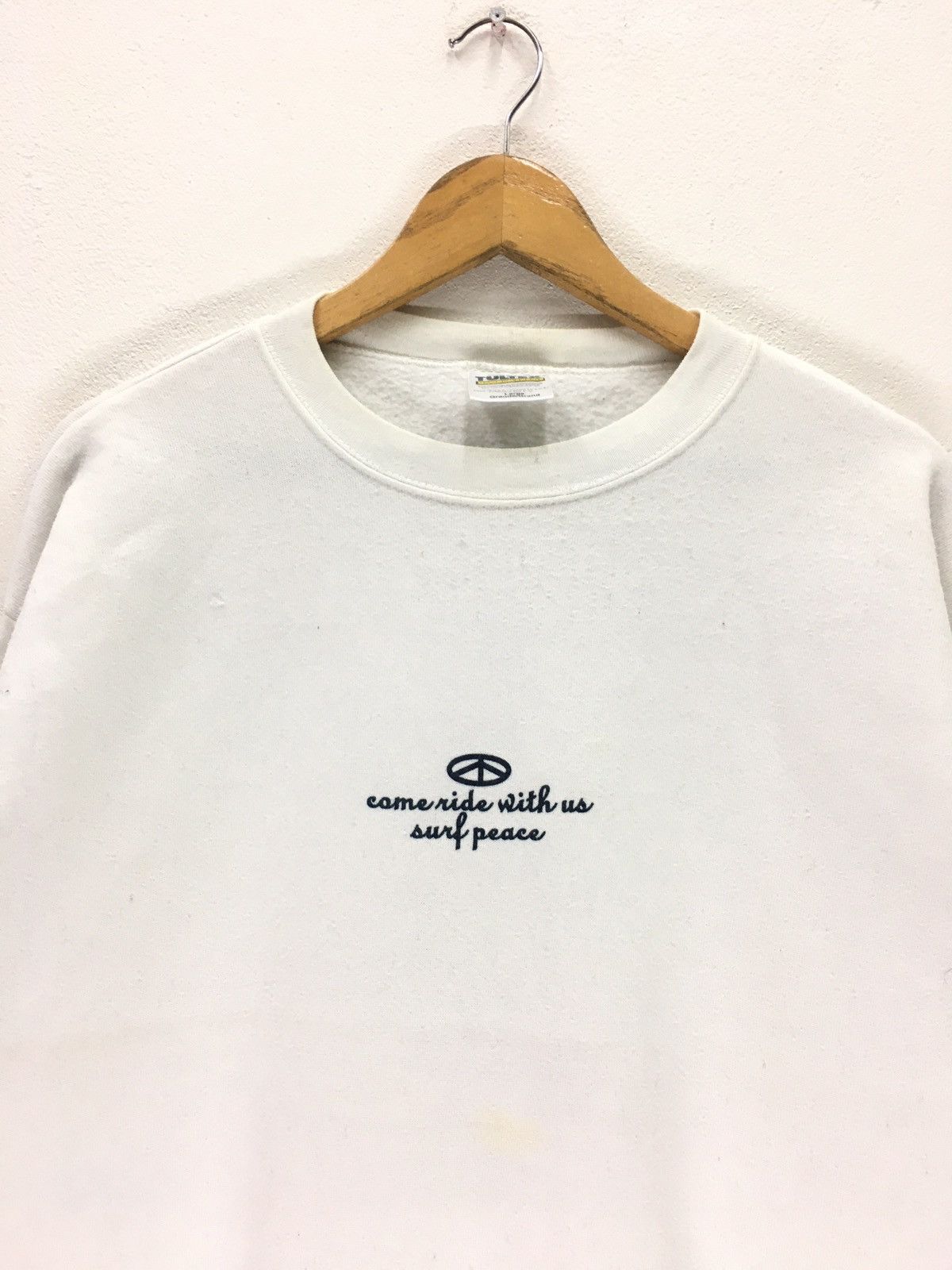 Tultex × Vintage Vintage Come Ride With Us Surf Peace Surfing Sweater Size US L / EU 52-54 / 3 - 4 Thumbnail