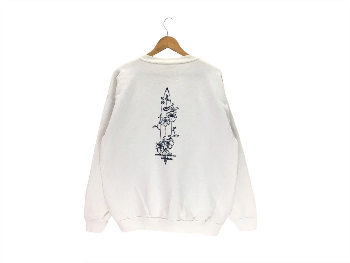 image of Surf Style x Tultex Vintage Come Ride With Us Surf Peace Surfing Sweater in White (Size Large)
