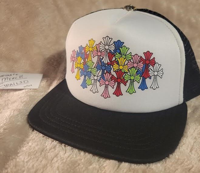 Chrome Hearts Multi Color Crosses Trucker Hat Black/White