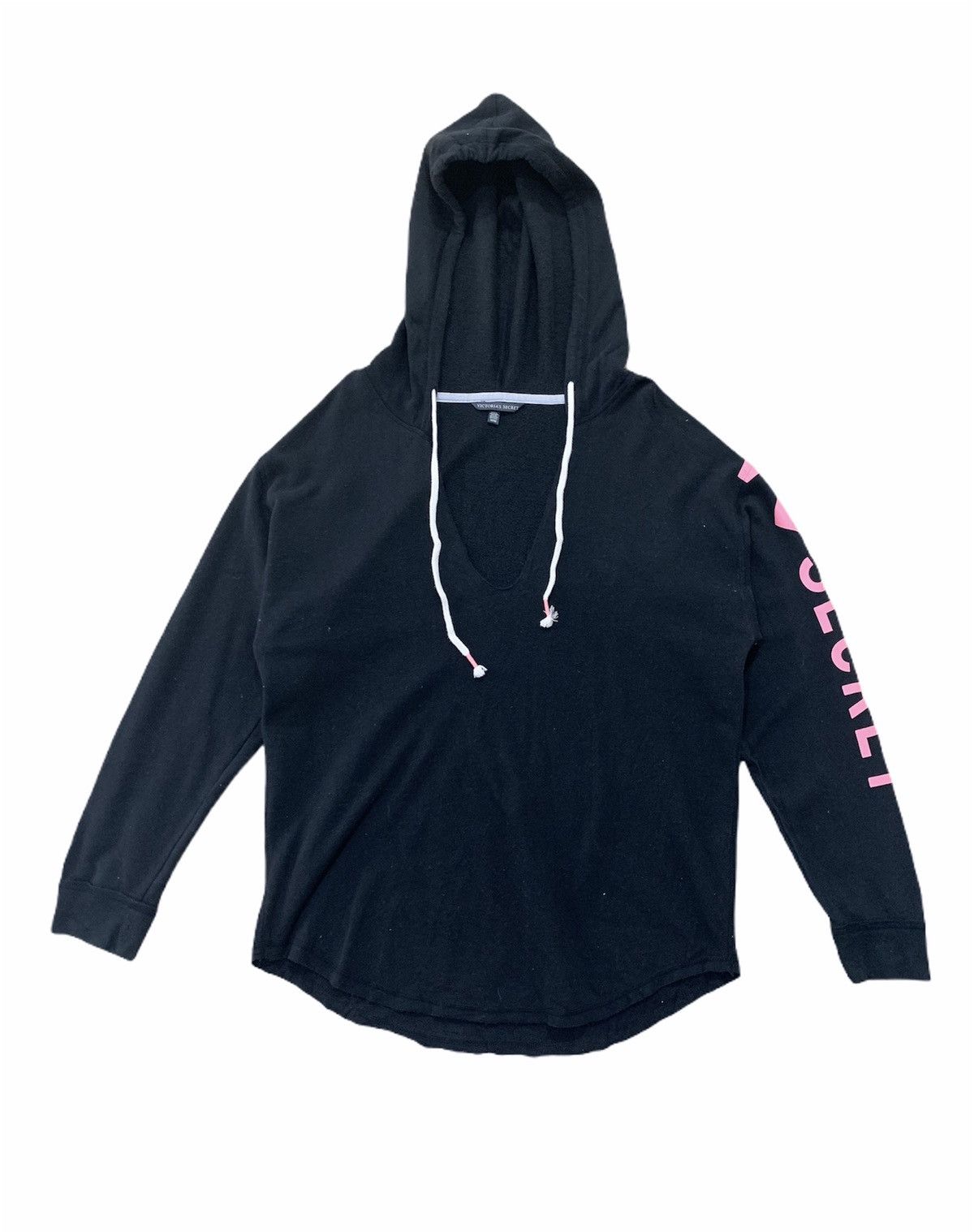 Japanese Brand × Pink VICTORIA SECRET Vntg Pink Big Logo Curved Hem Hoodie Jacket Size M / US 6-8 / IT 42-44 - 1 Thumbnail