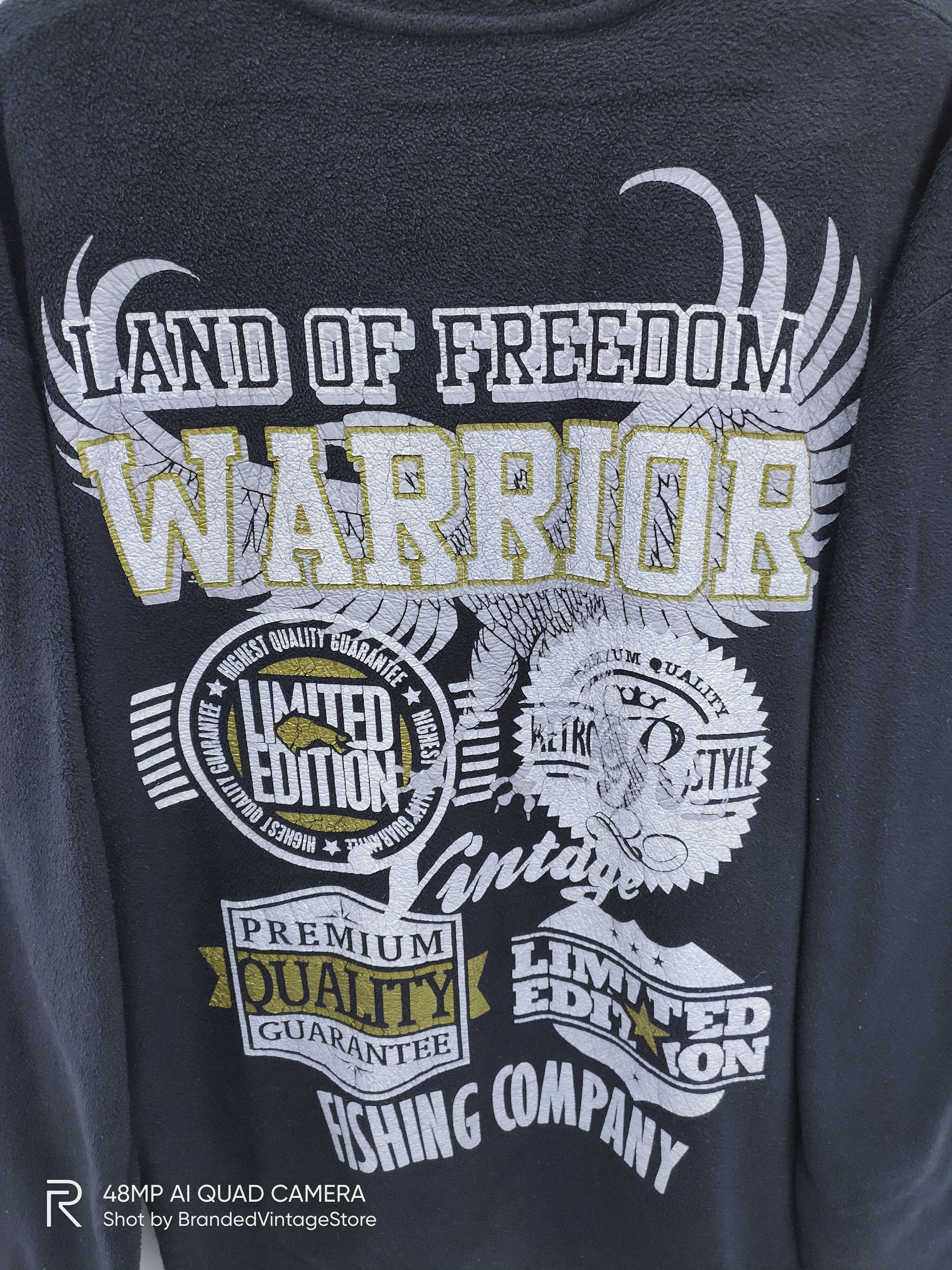 Japanese Brand Vintage LAND OF FREEDOM WARRIORS FISHING Fleece Sweatshirt Size US XL / EU 56 / 4 - 7 Thumbnail